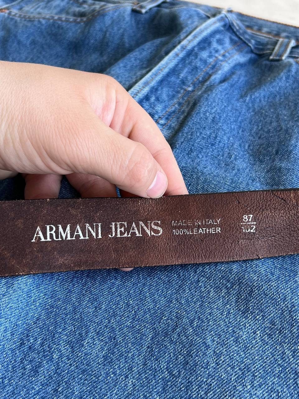 Armani Rare metal Buckle Armani Jeans leather belt 90s rare Italy Size ONE SIZE - 3 Thumbnail