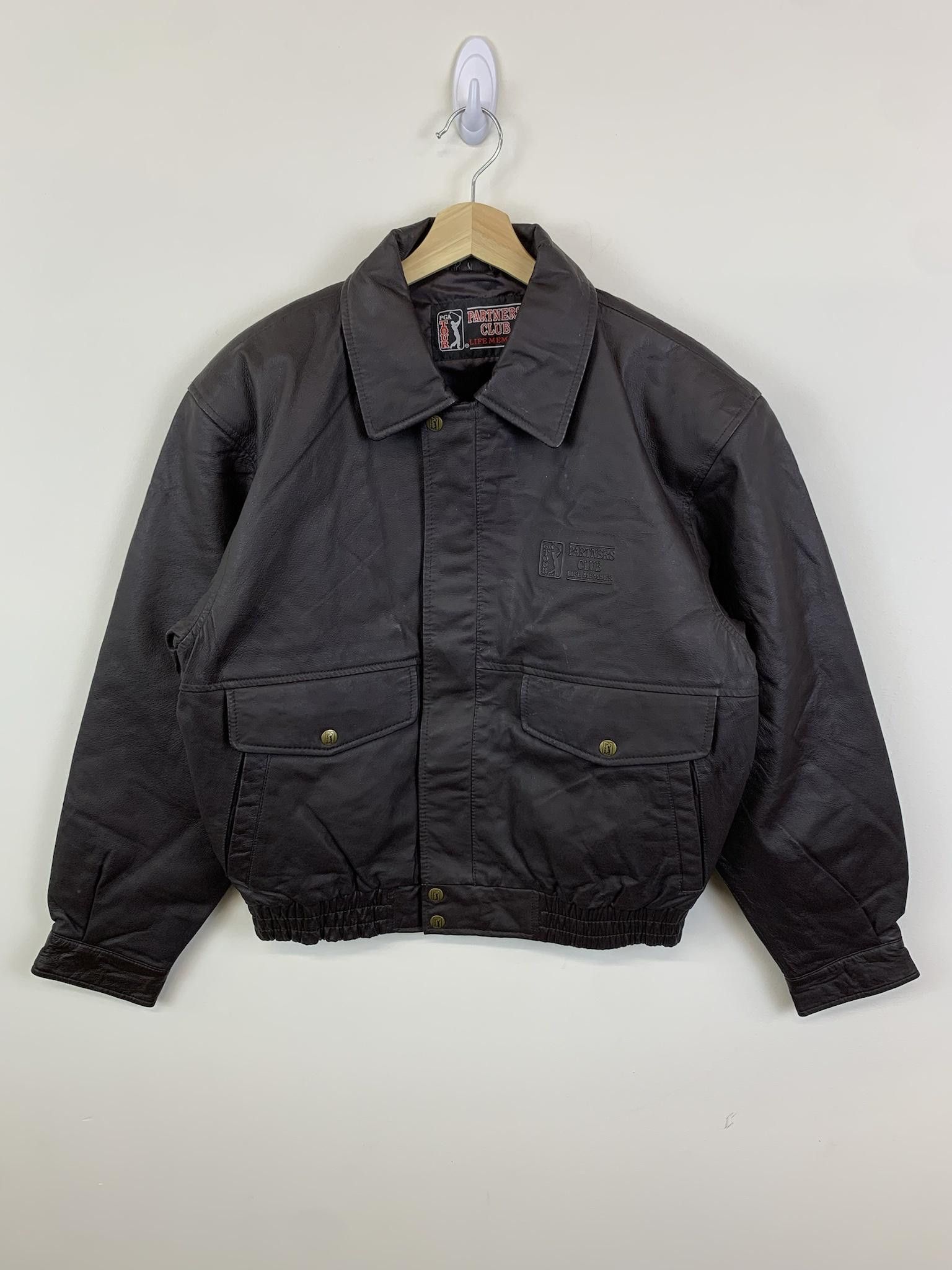 image of Pga Touor Lifetime Member Leather Jacket in Brown, Men's (Size Medium)