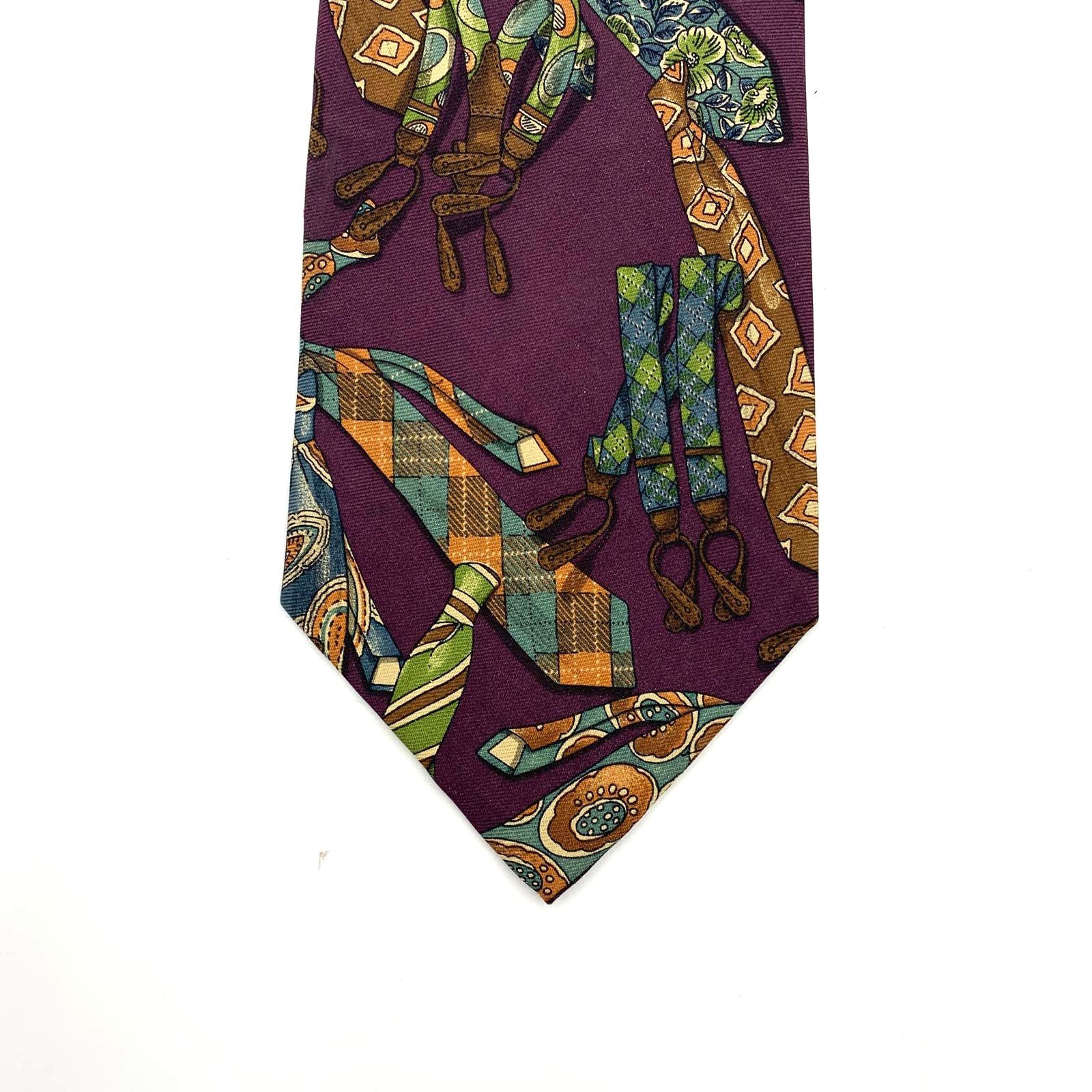 Polo Ralph Lauren × Vintage Polo Ralph Lauren Silk Tie 90s Necktie Print Burgundy Size ONE SIZE - 1 Thumbnail