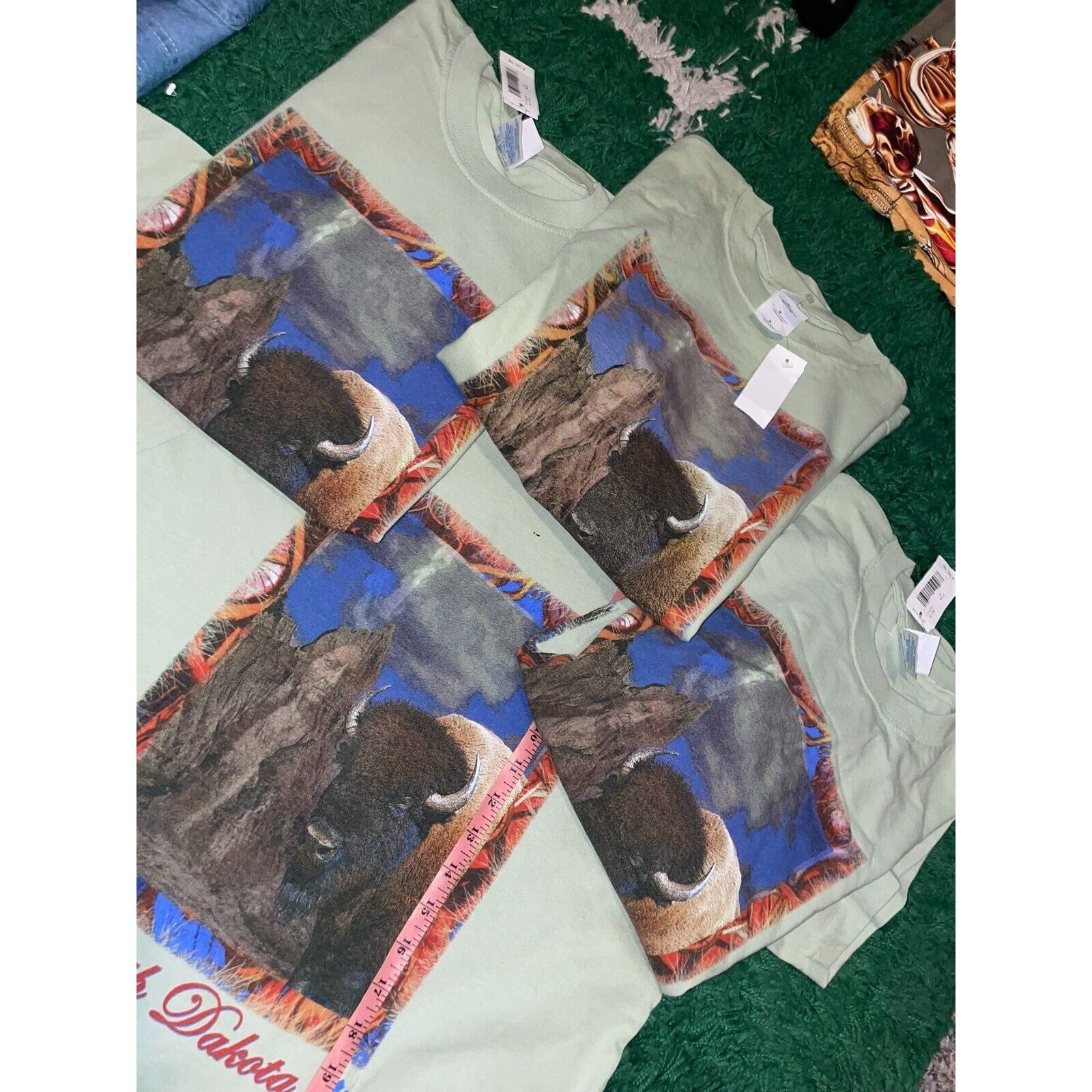 Gildan Vintage Sitting Bull Shirt Native American Bison Green Tee M Size US M / EU 48-50 / 2 - 13 Thumbnail