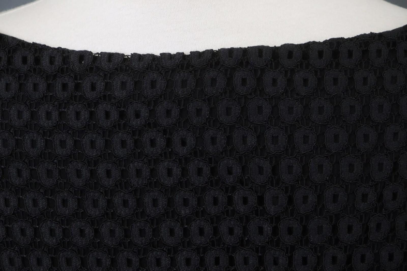 Designer Cop Copine Black Cotton Lace Boat Blouse Top Size 42 Size M / US 6-8 / IT 42-44 - 12 Thumbnail