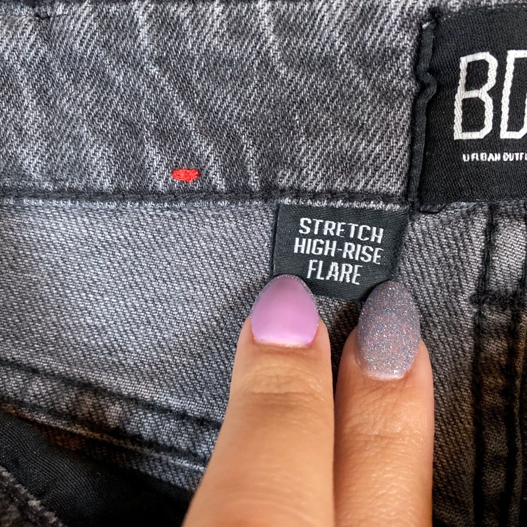 Bdg BDG Womens Jeans Black Denim High Rise Flare Distressed 25 Regular 5-Pocket Design Cotton 100% Stretch Size 42" / US 20 - 5 Thumbnail