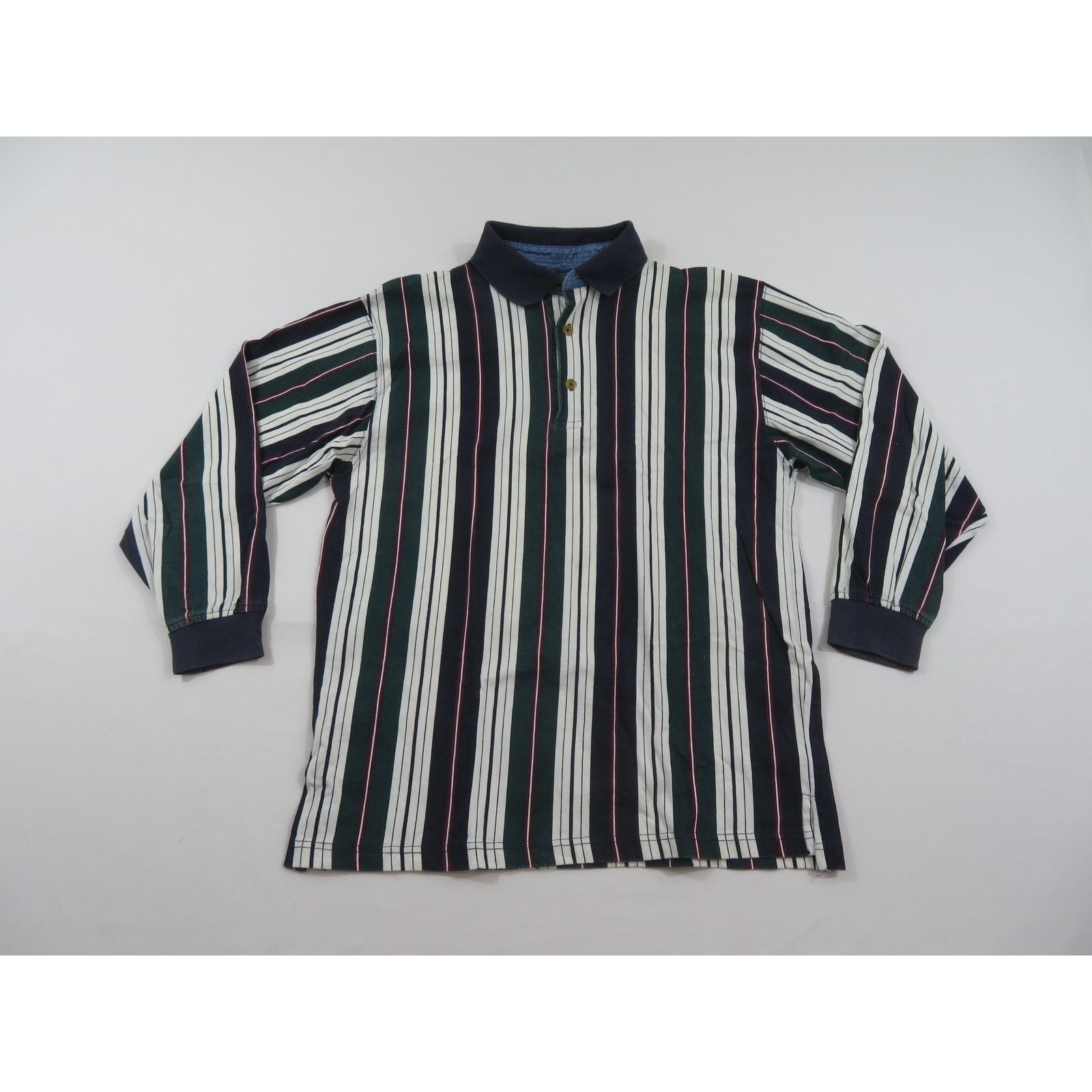 Van Heusen Van Heusen Shirt, Blue Green Red White Striped Sz M 1990s Size US M / EU 48-50 / 2 - 1 Thumbnail