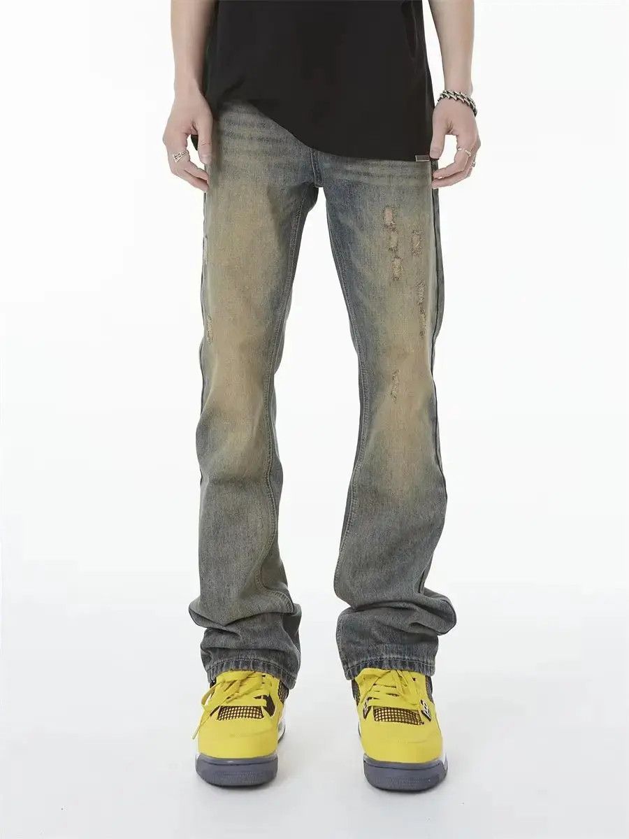 Japanese Brand Loose straight leg ripped jeans Size US 32 / EU 48 - 1 Thumbnail