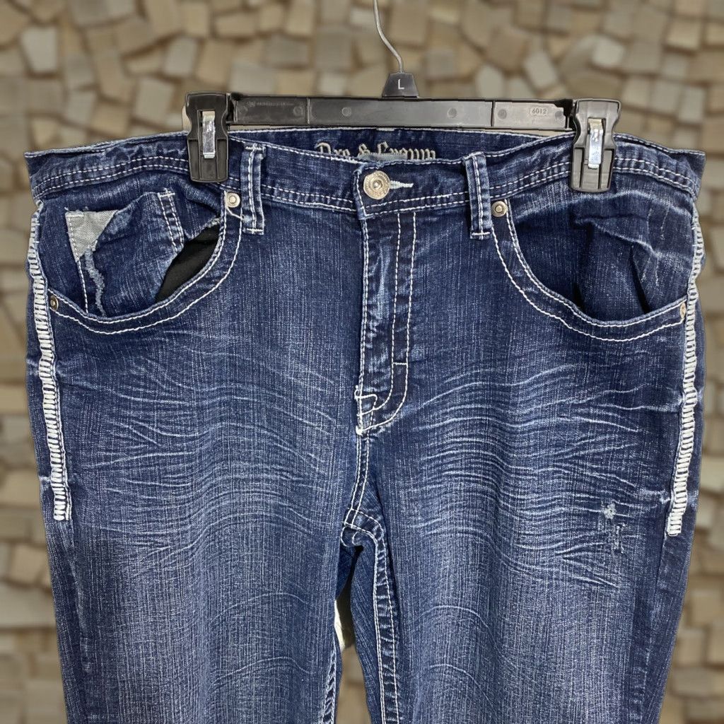 Vintage AXEL CROWN Jeans Slim Fit 36x30 Blue Distressed Thick Stitch Denim Zip 5-Pocket Men Regular Slim Men Size US 36 / EU 52 - 1 Thumbnail