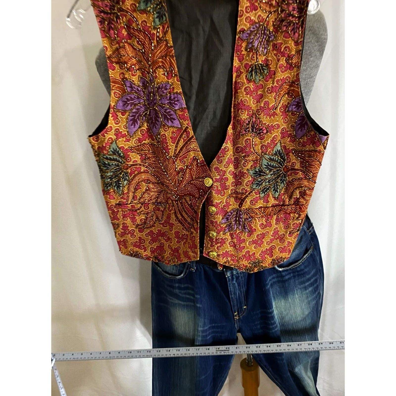 Vintage WOMENS Creazioni Effeci Batik Beaded Christmas Vest Large L Petite Size L / US 10 / IT 46 - 2 Thumbnail