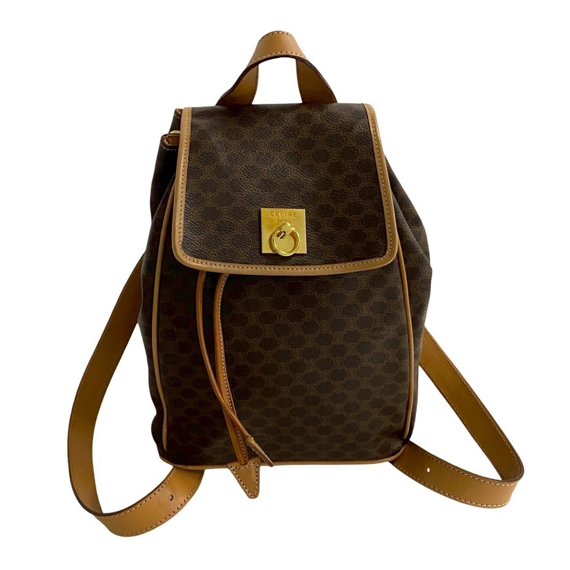 Celine CELINE Macadam Blason Triomphe Print Logo Ring Hardware Leather Backpack Daypack Brown 43496 Size ONE SIZE - 1 Thumbnail