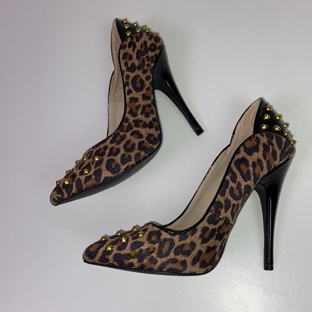 Designer ]Colin Stuart l Leopard Print Pumps W/ Gold Studs 6 Size US 6 / IT 36 - 5 Thumbnail