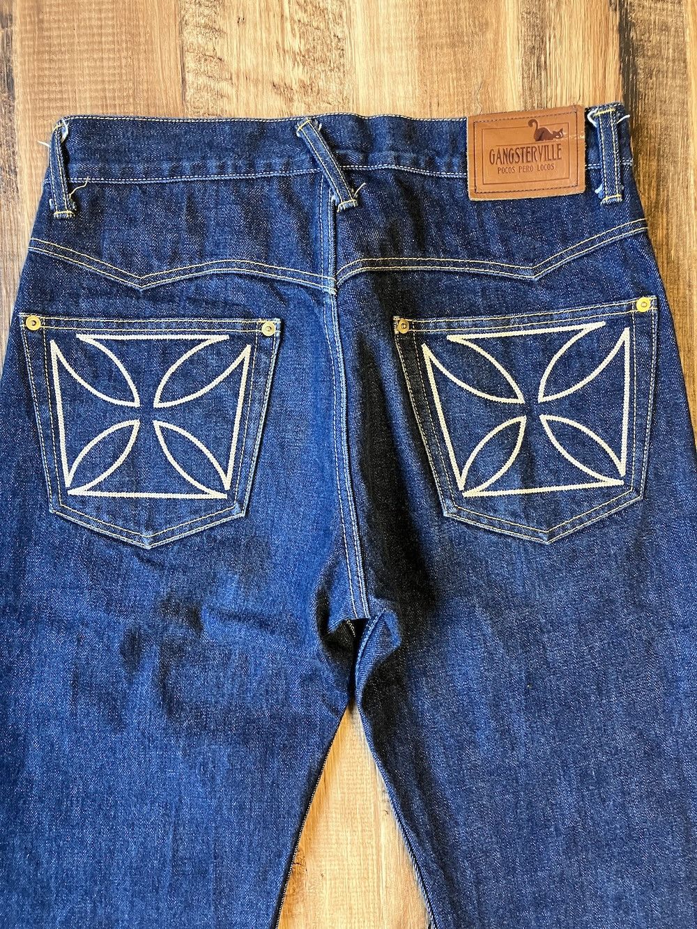 Japanese Brand GANGSTER VILLE “IronCross” W31 x L32 Slim fit Selvedge Denim Size US 31 - 11 Thumbnail