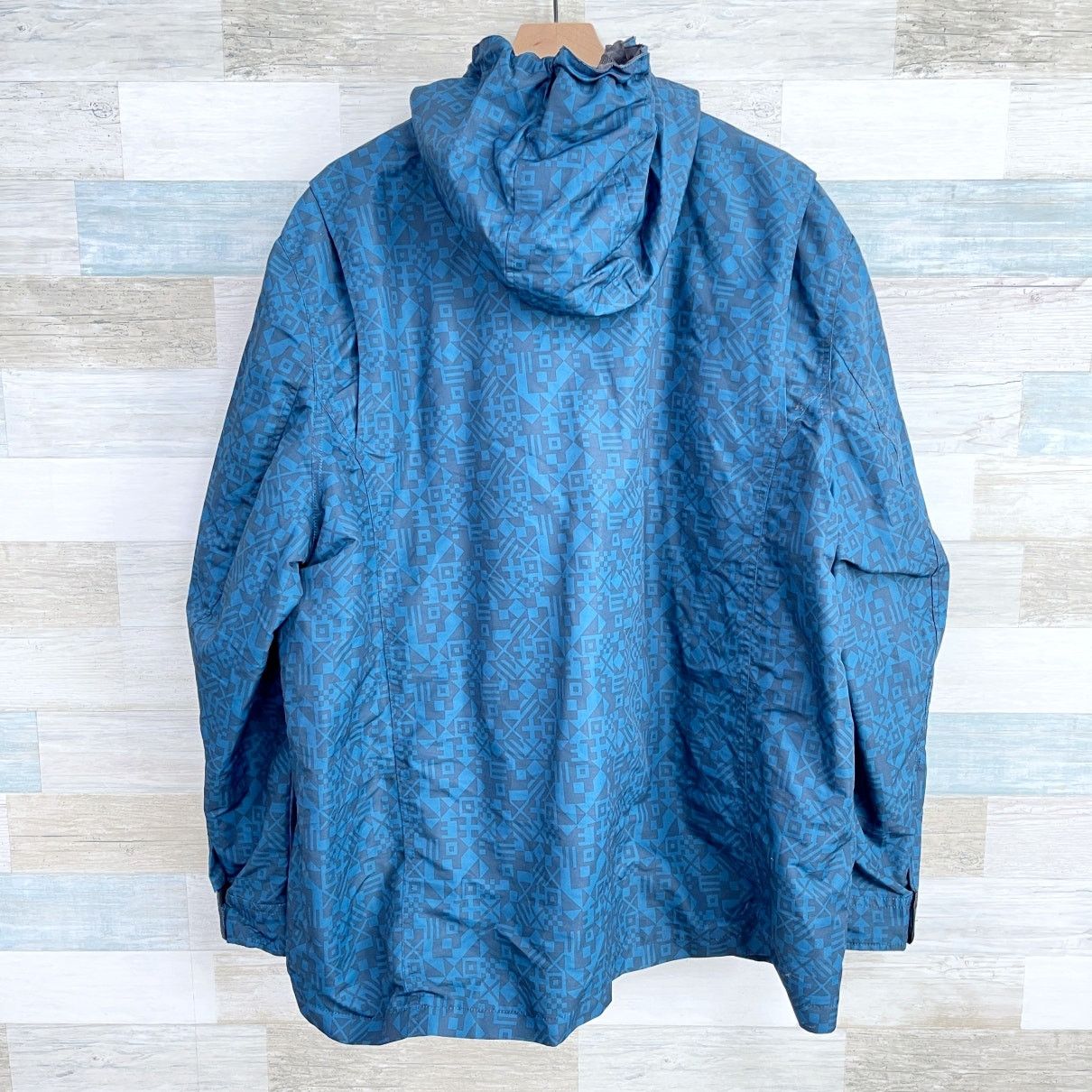 Lands' End Lands End Hooded Rain Jacket Blue Aztec Print Mens XXL Size US XXL / EU 58 / 5 - 4 Thumbnail