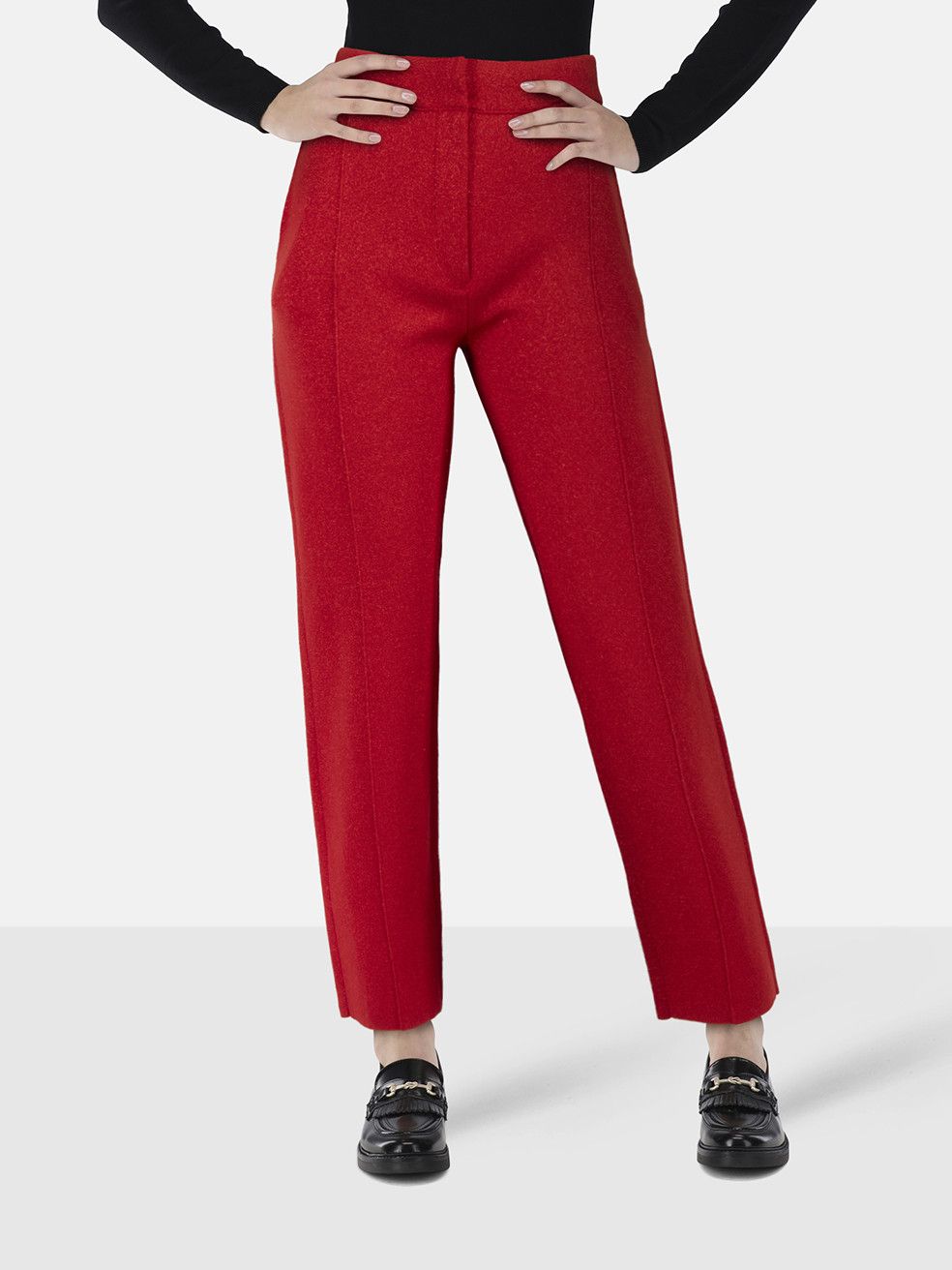 Joseph Red Metallic Knit Trousers Size 27" / US 4 / IT 40 - 1 Thumbnail