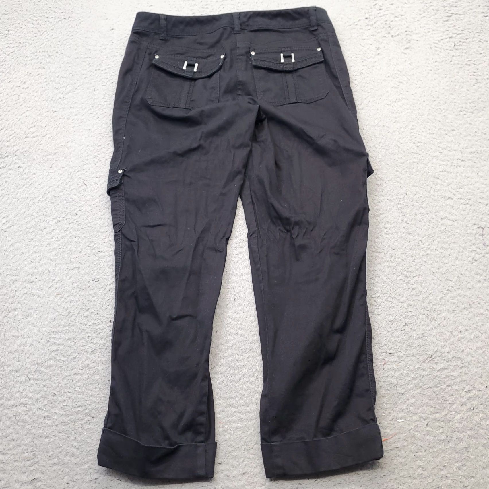 White House Black Market White House Black Market Pants Womens 0 Black Crop Cargo Stretch Cotton Utility Regular Straight Pocketed Modern 0 Womens Size 0 Black Size 25" / US 0 / IT 36 - 2 Thumbnail