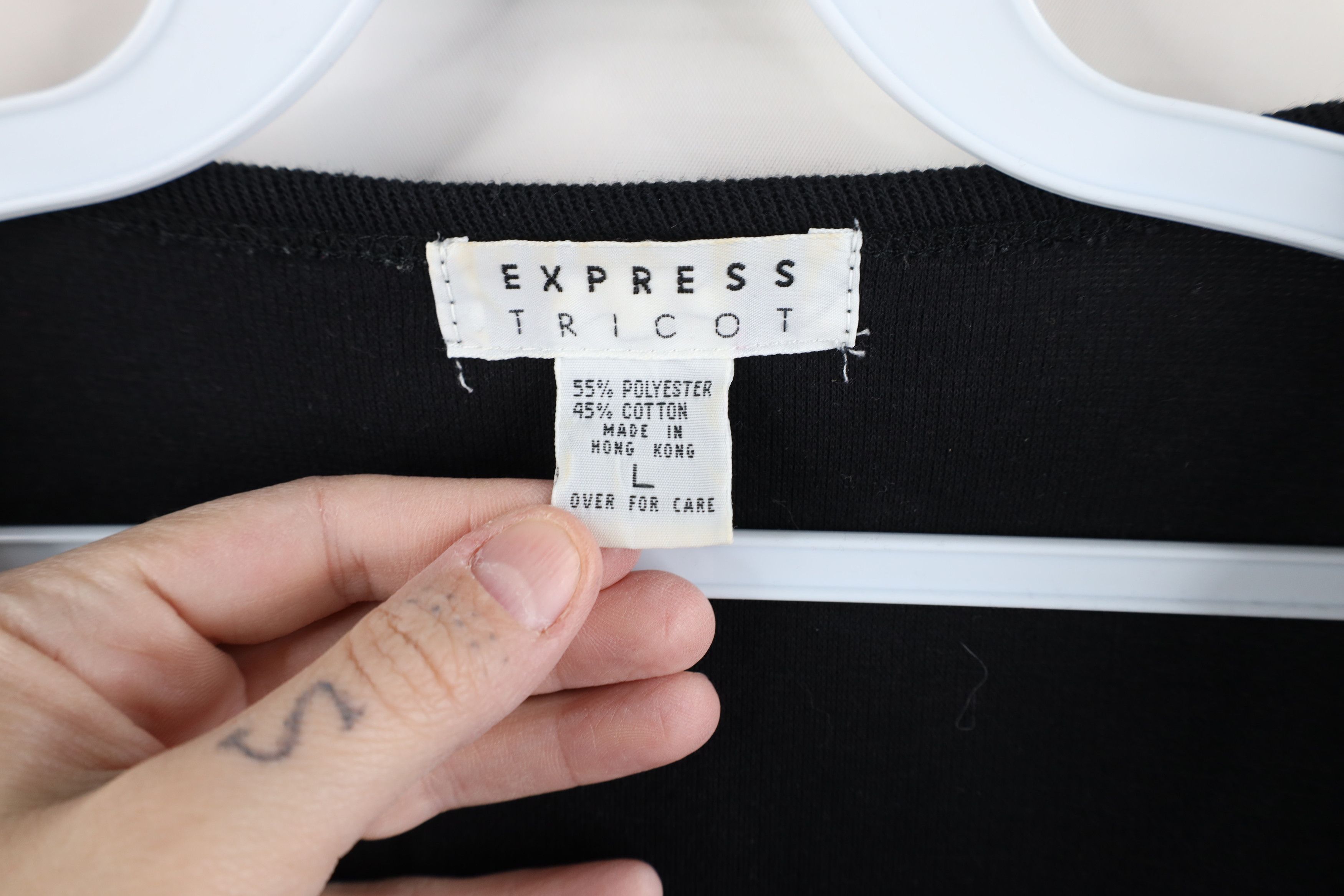 Express × Vintage Vintage 90s Express Blank Baggy Thermal Ribbed Knit T-Shirt Size L / US 10 / IT 46 - 4 Thumbnail