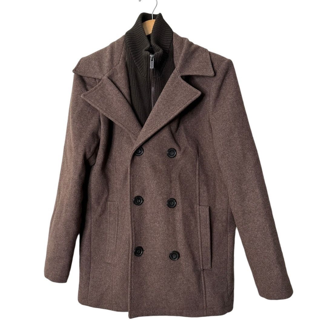 Kenneth Cole Mens Small Kenneth Cole Double Breasted Wool Brown Pea coat Size US S / EU 44-46 / 1 - 4 Thumbnail