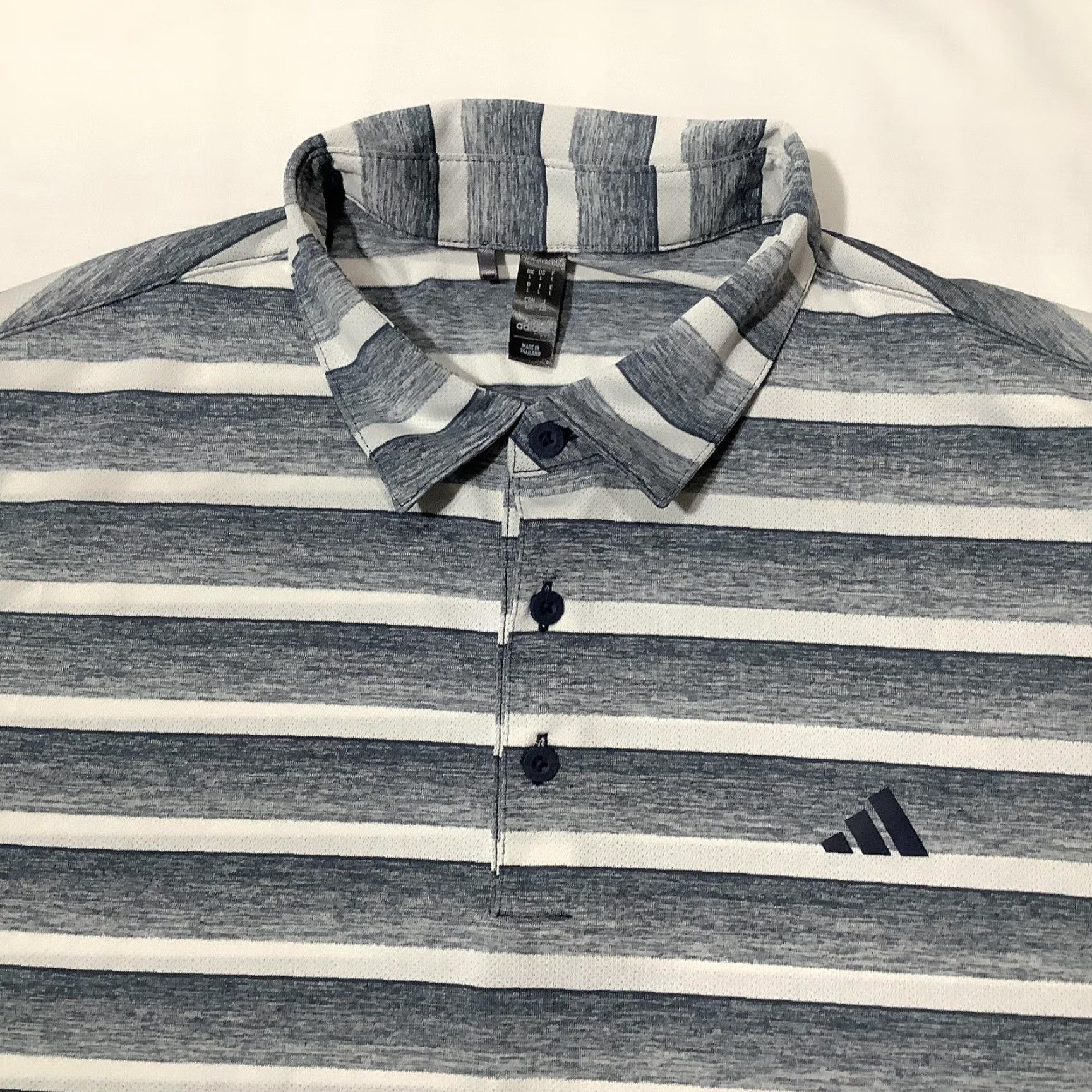Adidas adidas Polo Shirt Mens L Blue White Striped Performance Golf Knit Athletic Size US L / EU 52-54 / 3 - 2 Thumbnail