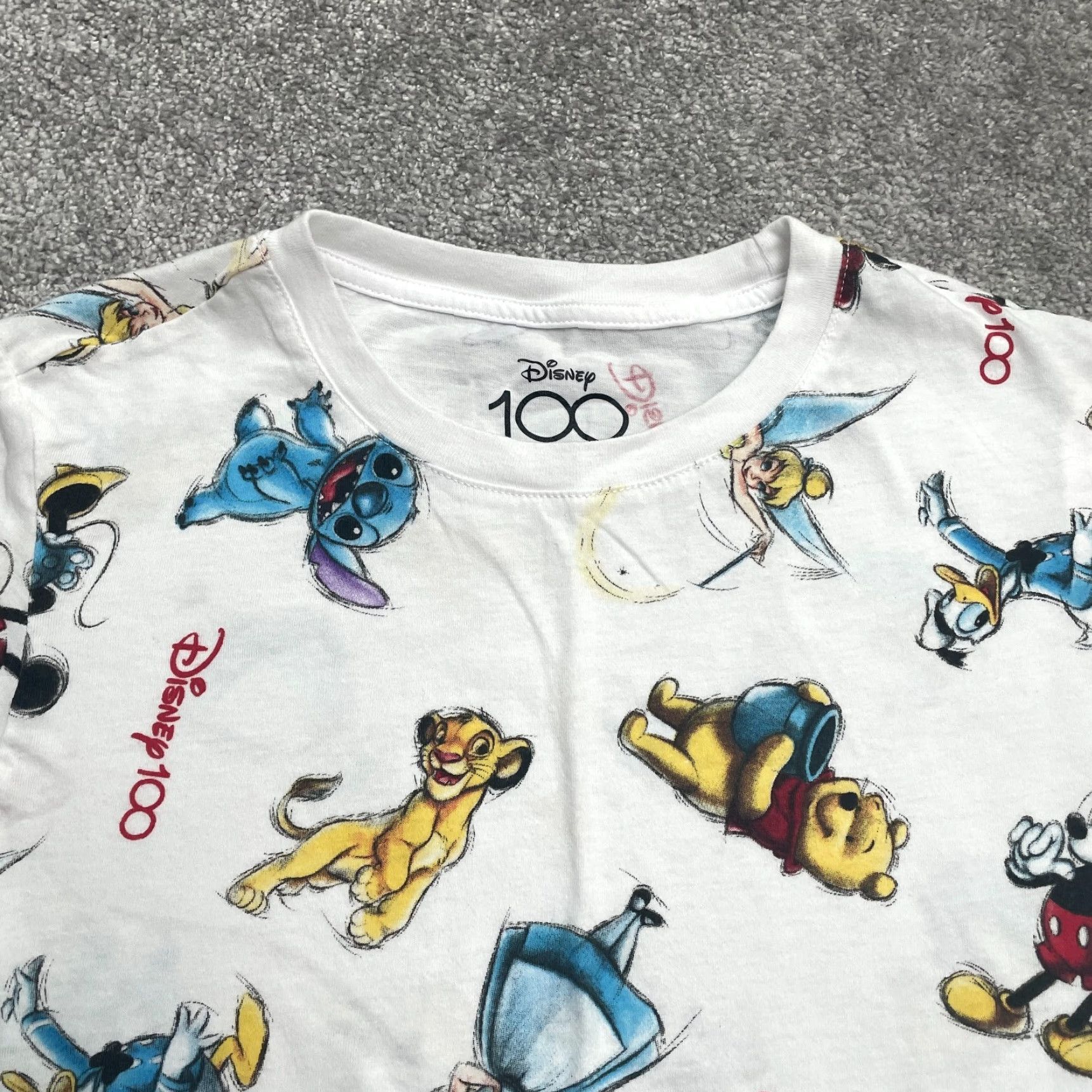 Disney Disney Juniors T-Shirt White Crew Neck Short Sleeve Graphic Print Mickey Minnie Stitch Tinker Bell Winnie The Pooh Lion King Simba 100 Size L / US 10 / IT 46 - 4 Thumbnail