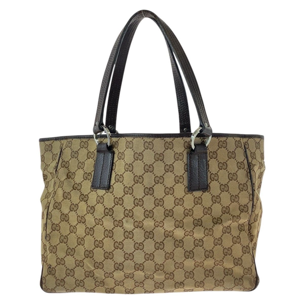 Gucci Gucci GG Canvas/leather 113017 2Way Tote Bag Canvas Shoulder Bag 113017 in Beige, Women's