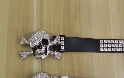 Other Skull Rhinestone Pu Leather Belt Size ONE SIZE - 2 Thumbnail