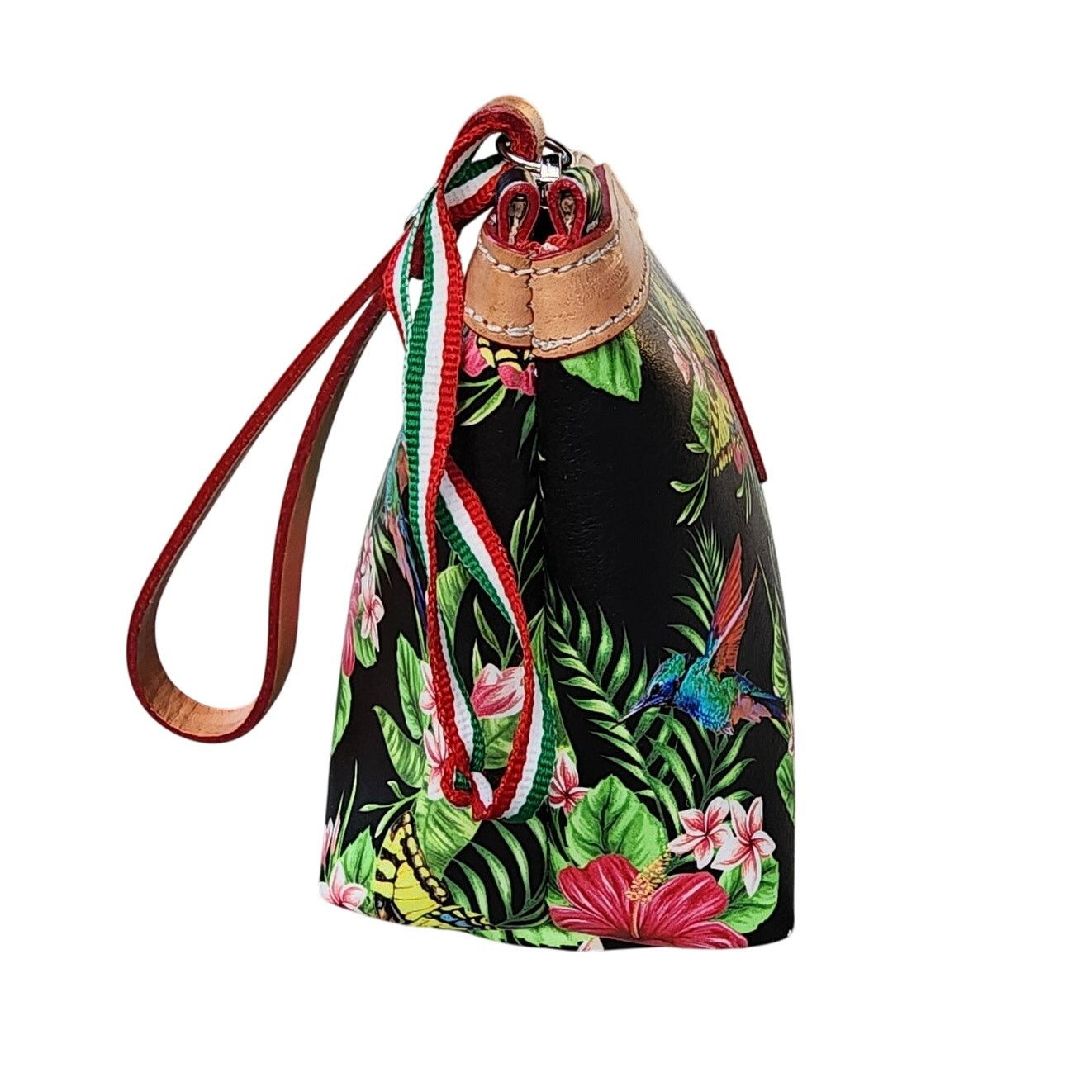 Designer Cavalcanti Tropical Floral Leather Pouch Wristlet Clutch Size ONE SIZE - 2 Thumbnail