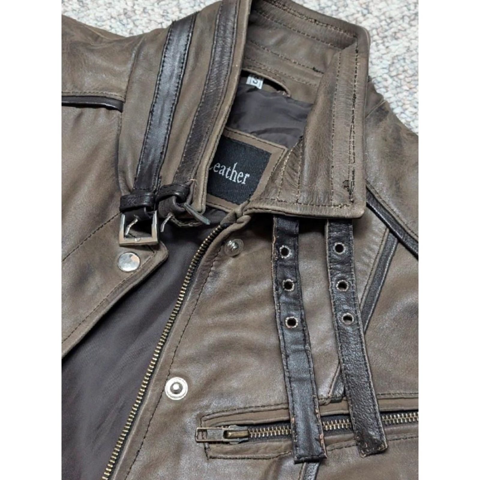 Vintage VINTAGE leather jacket 1990s STEAMPUNK Mad Max S brown Real Leather Women Long Coat Bomber Pattern 90s Goth Steampunk Amelia Earhart Flyers Mens Women Size 28" / US 6 / IT 42 - 5 Thumbnail