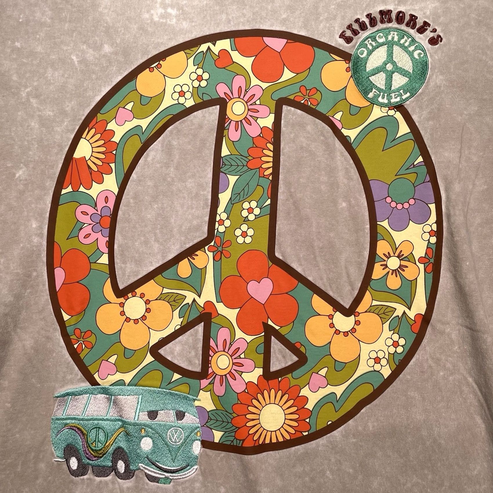 Disney Disney Pixar Cars Shirt Men Medium VW Peace Embroidered Short Sleeve Gray Cotton Regular Tee Size US M / EU 48-50 / 2 - 2 Thumbnail