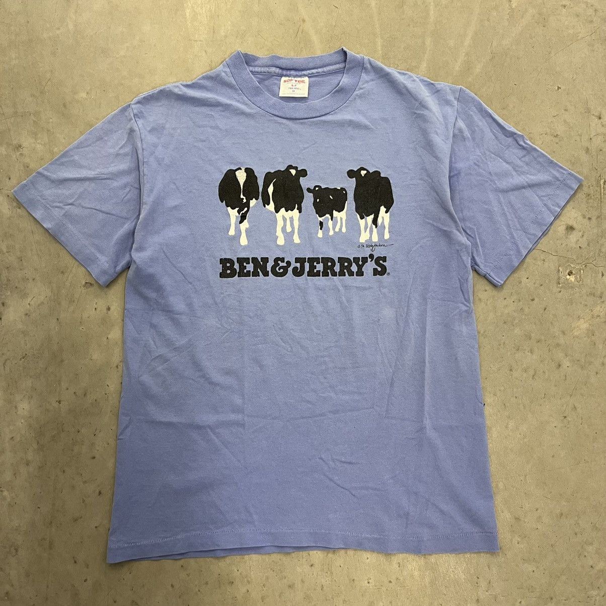 Vintage CRAZY 1992 Ben and Jerry's T shirt Blue SUPER RARE Vintage M Size US M / EU 48-50 / 2 - 11 Thumbnail