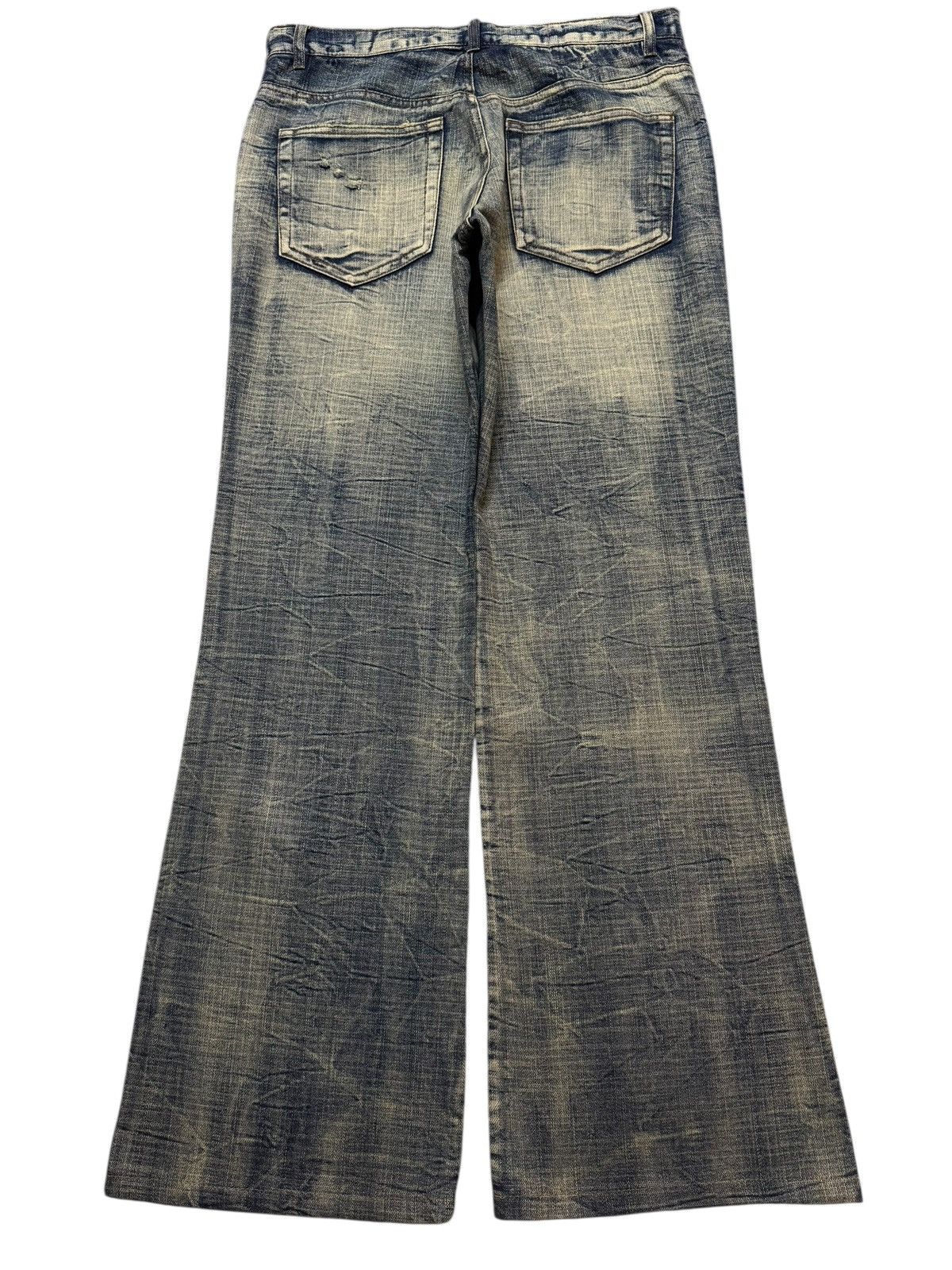 Tornado Mart Vintage Japanese Blue Faded Honeycomb Wash Wide Leg Flare Size US 33 - 2 Thumbnail
