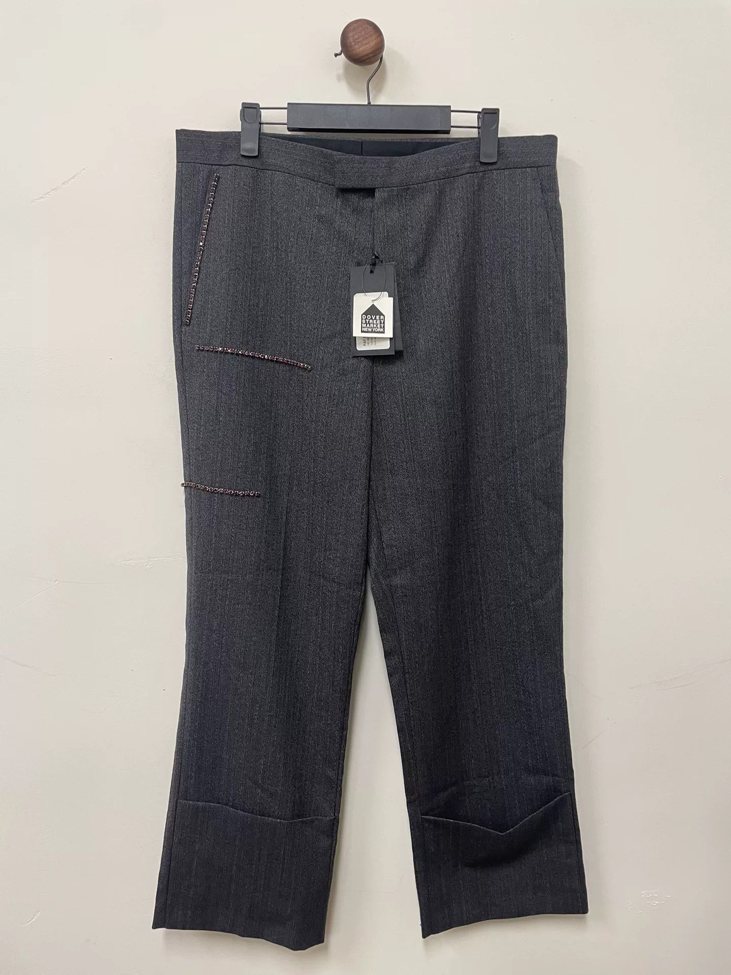 Raf Simons Raf Simons 19SS Rhinestone Wool Striped Trousers Size US 34 / EU 50 - 1 Thumbnail