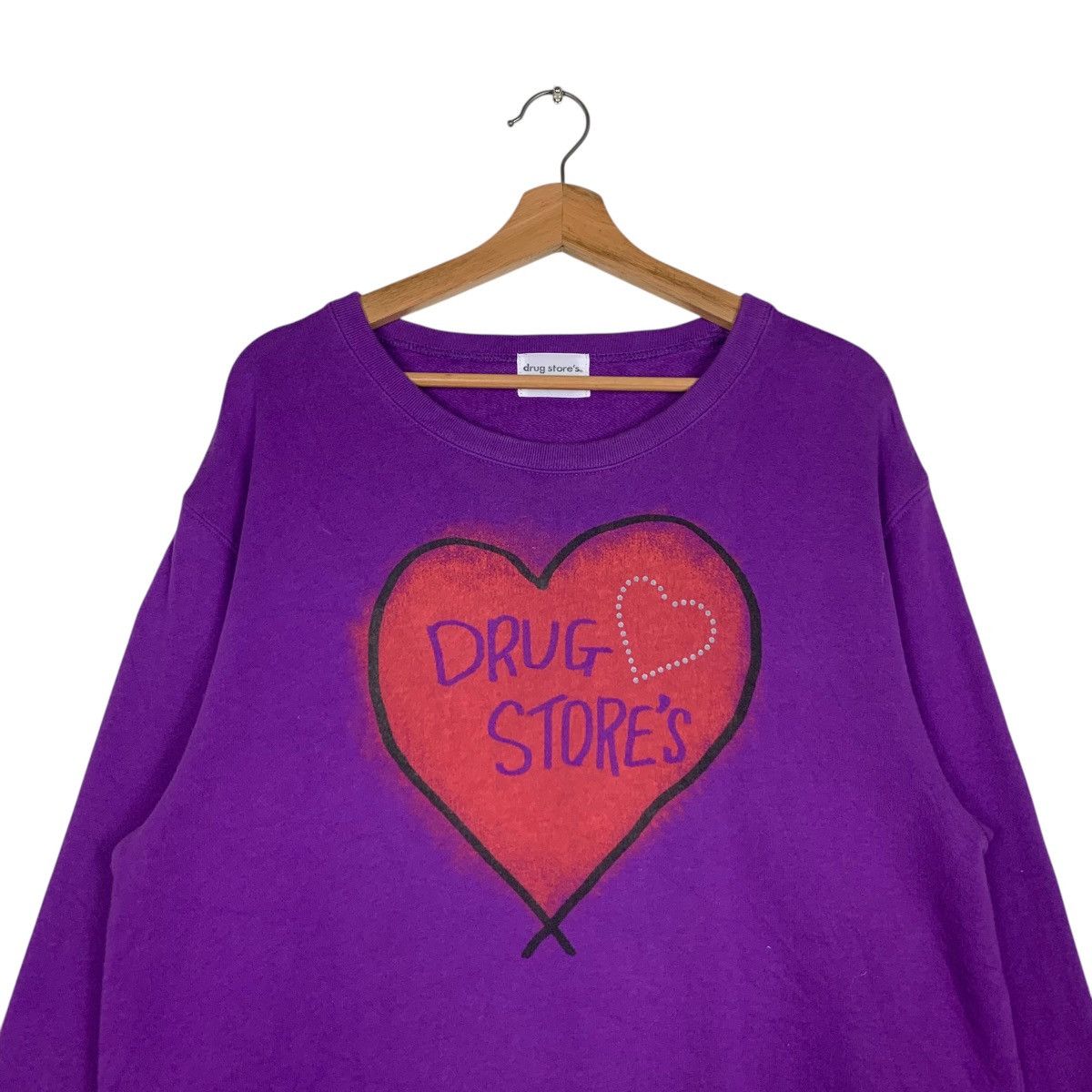 Japanese Brand DRUG STORE’S Girl Love Graphics Purple Sweatshirt #1466-C66 Size ONE SIZE - 2 Thumbnail
