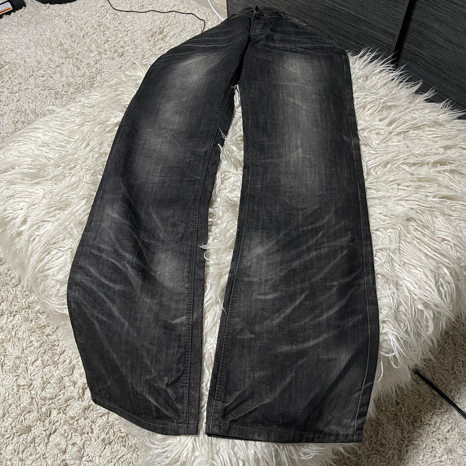 Japanese Brand Vintage Faded Wash Low-rise Flared Bootcut Denim Jeans Black Size 30" / US 8 / IT 44 - 7 Thumbnail