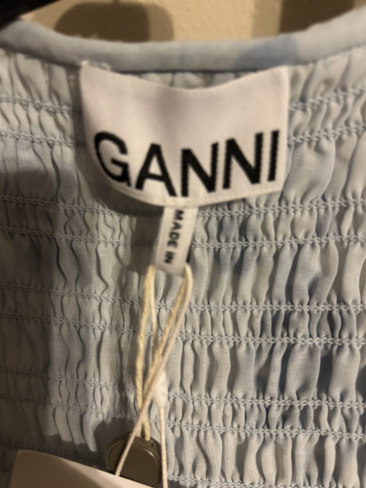 Ganni GANNI Shirred Floral-print Crepe de chine Mini Dress Blue Size XS / US 0-2 / IT 36-38 - 6 Thumbnail