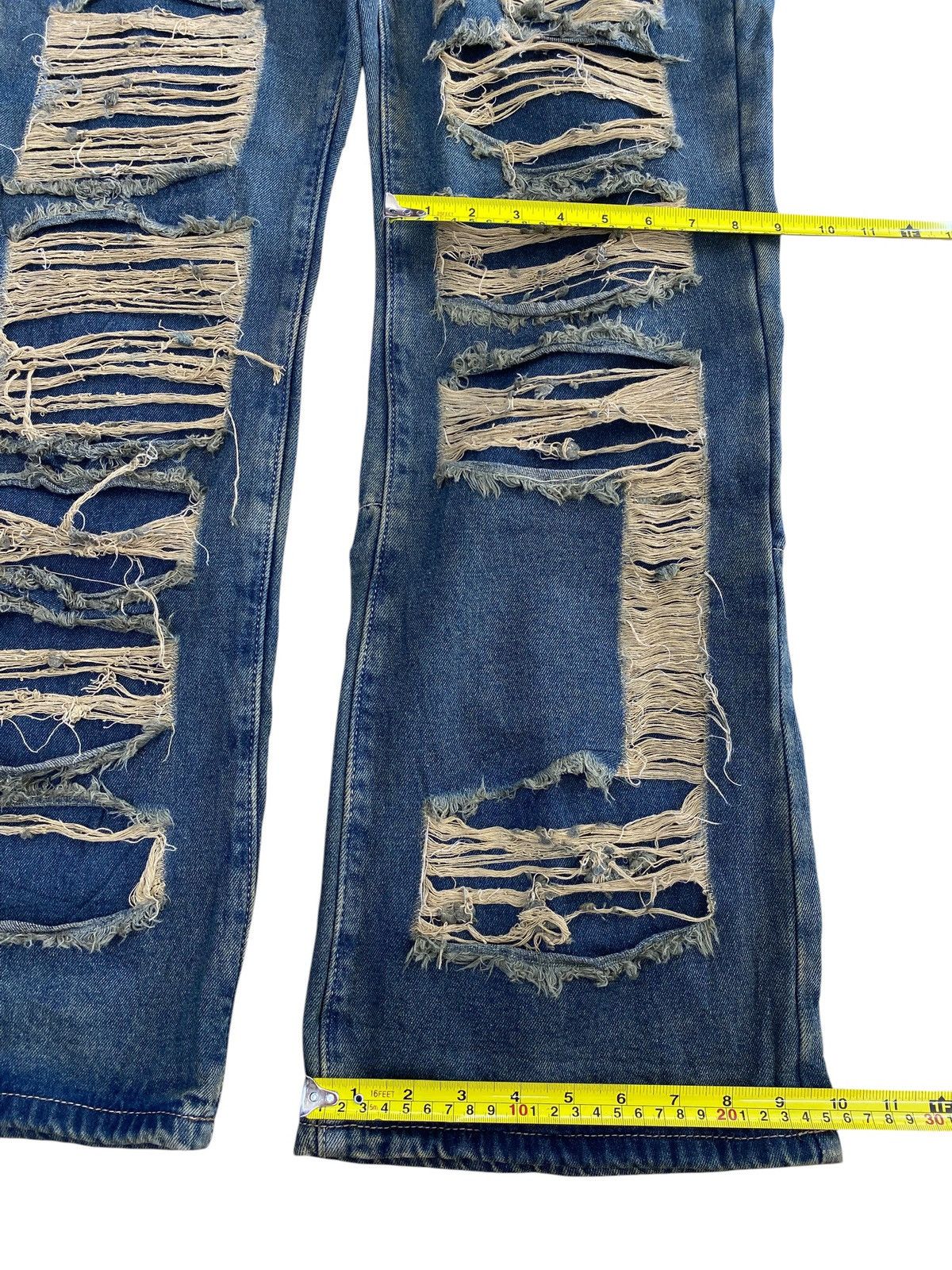 Japanese Brand Romwe Brand Heavy Ripped Vintage Wash Style Wide Leg Jeans Size US 34 / EU 50 - 8 Thumbnail