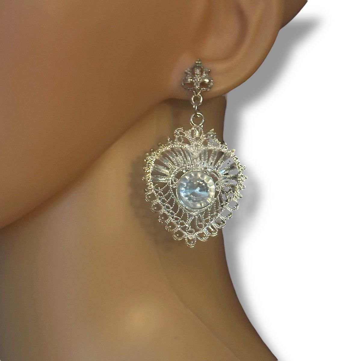 Other Silver tone filigree heart dangle earrings Size ONE SIZE - 2 Thumbnail