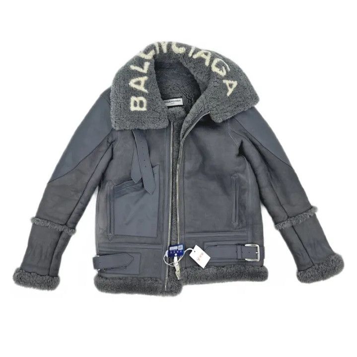 Balenciaga Balenciaga Gray Leather Zip-Collar Jacket Size US S / EU 44-46 / 1 - 1 Thumbnail
