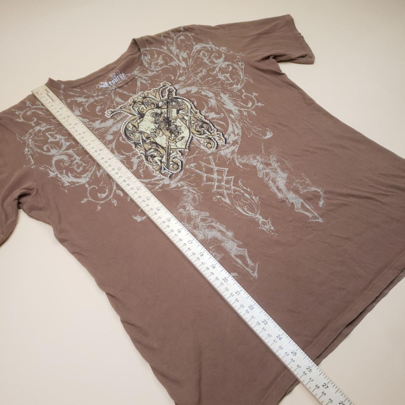 Affliction y2k AOP Graphic T Shirt Resurge Punk Knight Smoke Sword XL Size US XL / EU 56 / 4 - 8 Thumbnail