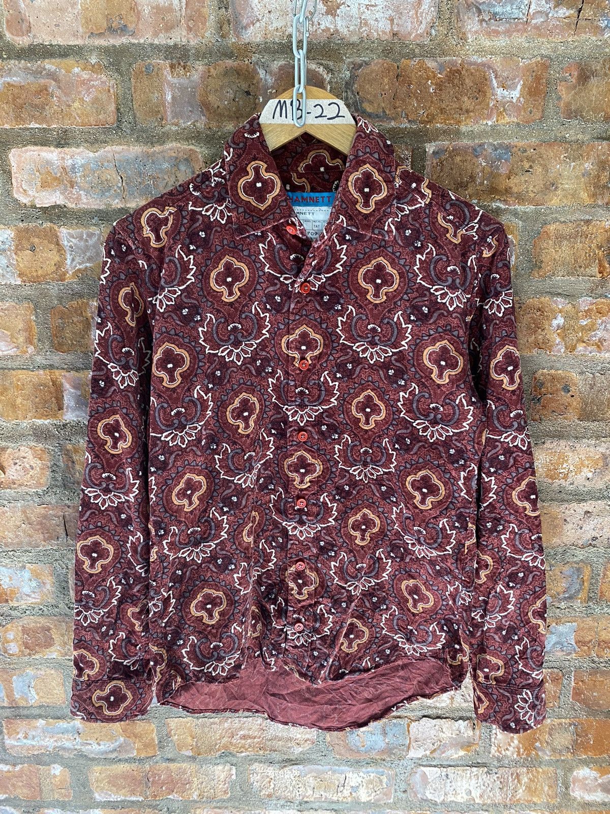 Katharine Hamnett London 2000s Tribal Paisley velour shirt Size US S / EU 44-46 / 1 - 2 Thumbnail
