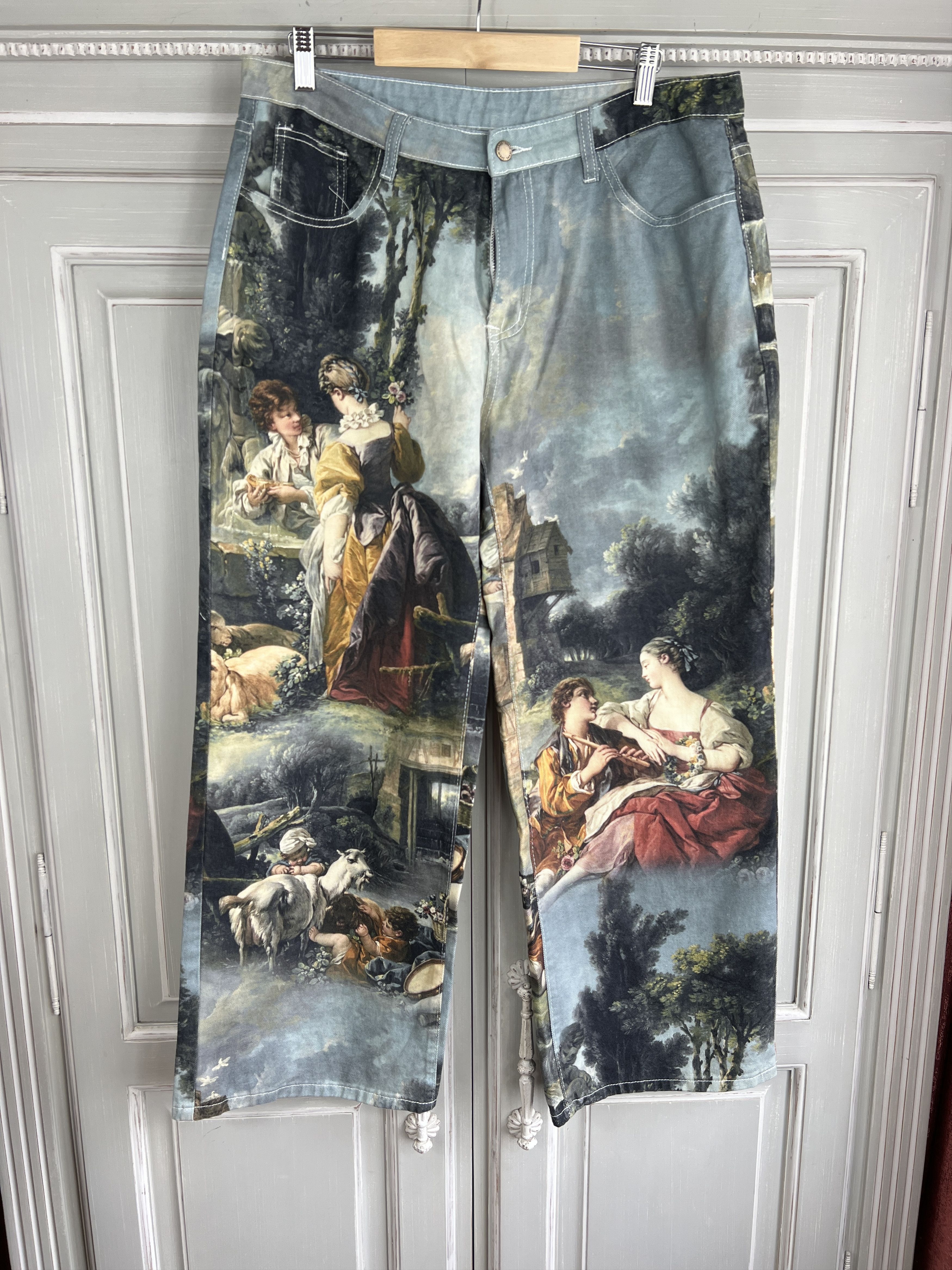 If Six Was Nine × Japanese Brand CRAZY FULL PRINTED JEANS BAGGY PANTS Size US 35 - 1 Thumbnail