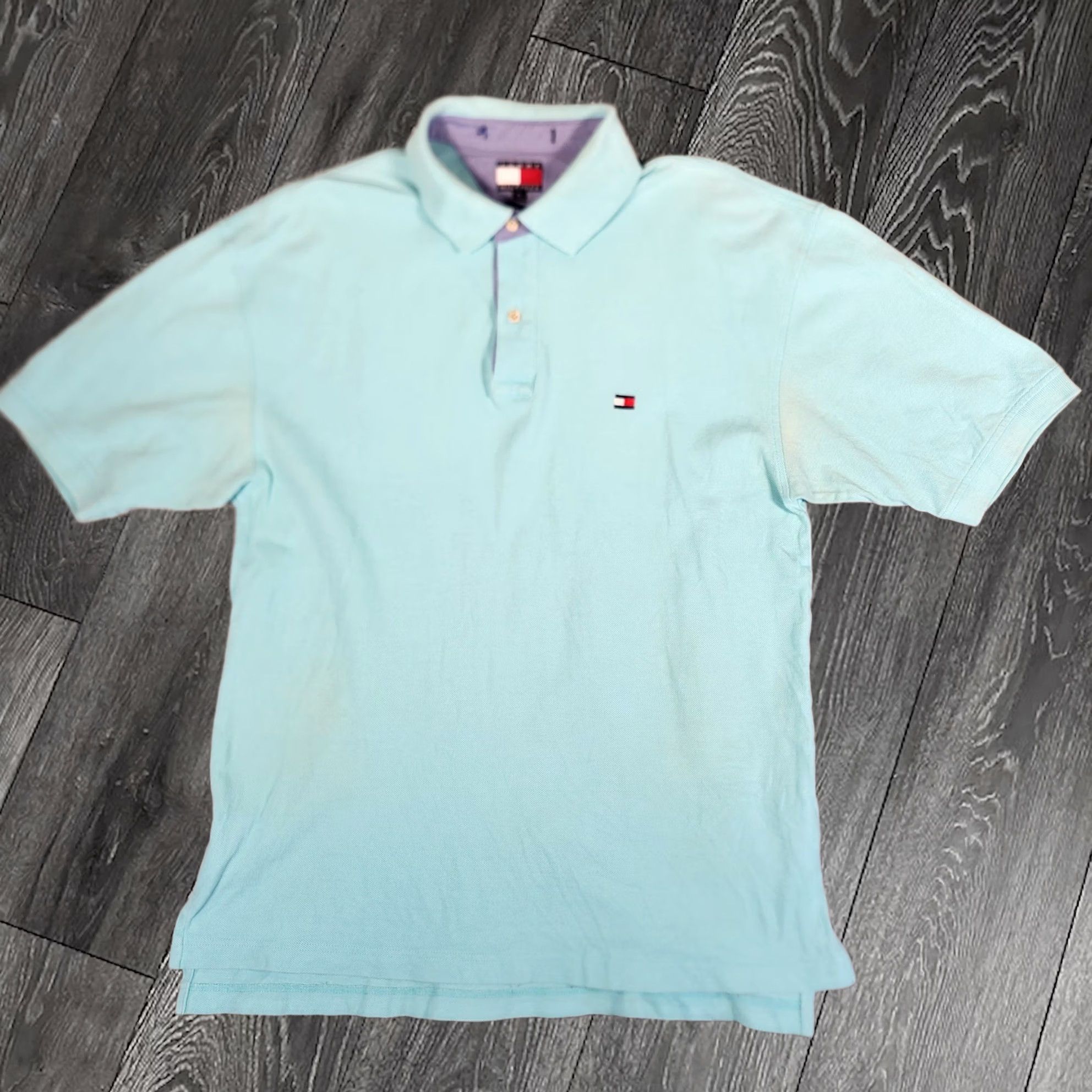 Tommy Hilfiger Polo Shirt 1XL Blue Short Sleeve Logo Cotton Mens, Men's