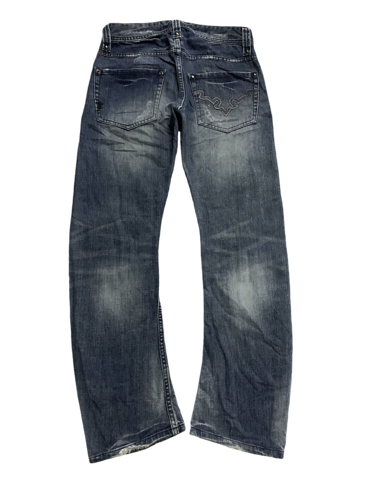 Le Grande Bleu (L.G.B.) 💥Vtg Japanese designer Cook Jeans Distressed Denim Size US 30 / EU 46 - 3 Thumbnail