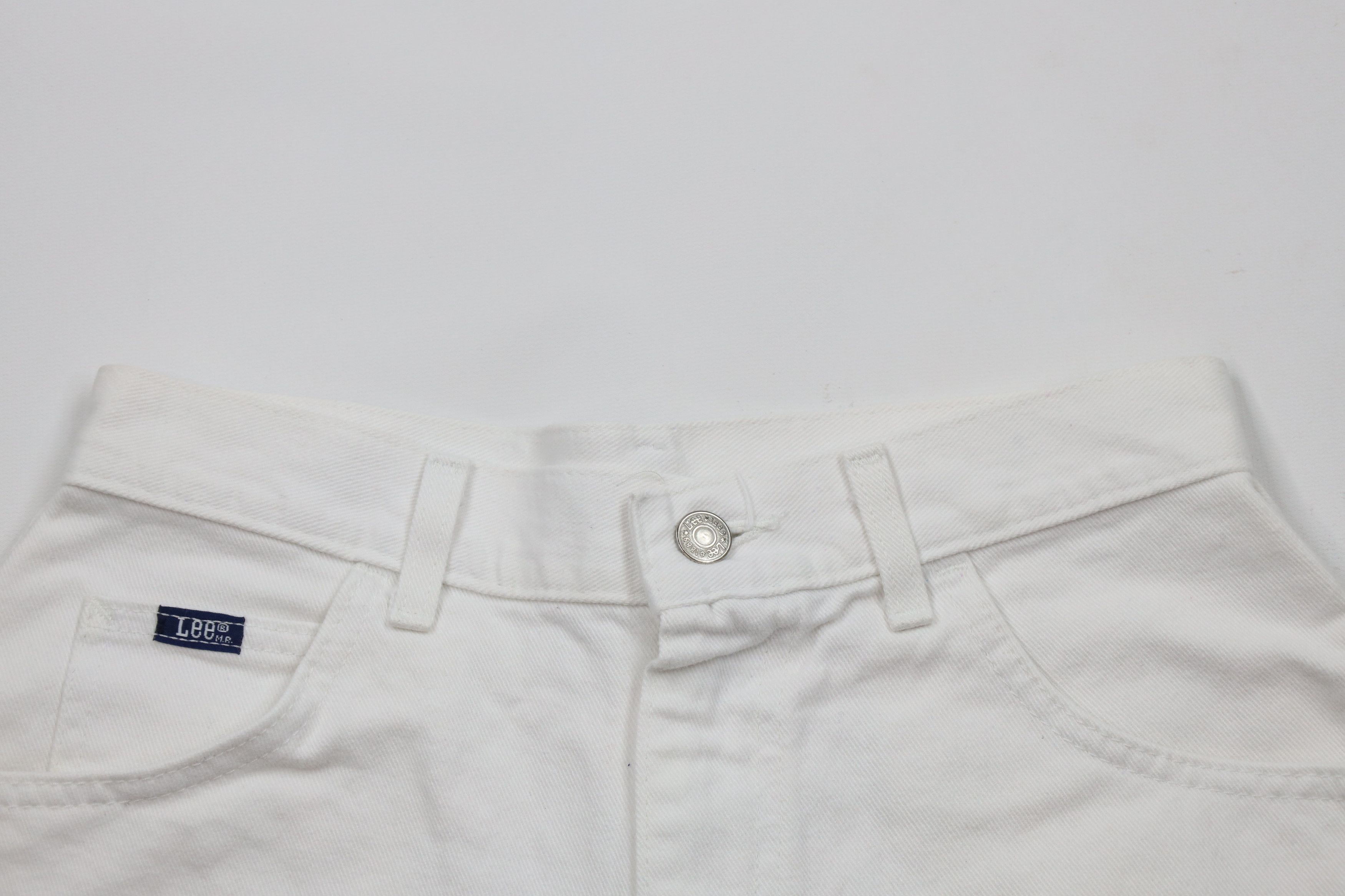 Lee × Vintage Vtg 90s Lee Above Knee Denim Jean Shorts Jorts White USA Size 27" / US 4 / IT 40 - 2 Thumbnail