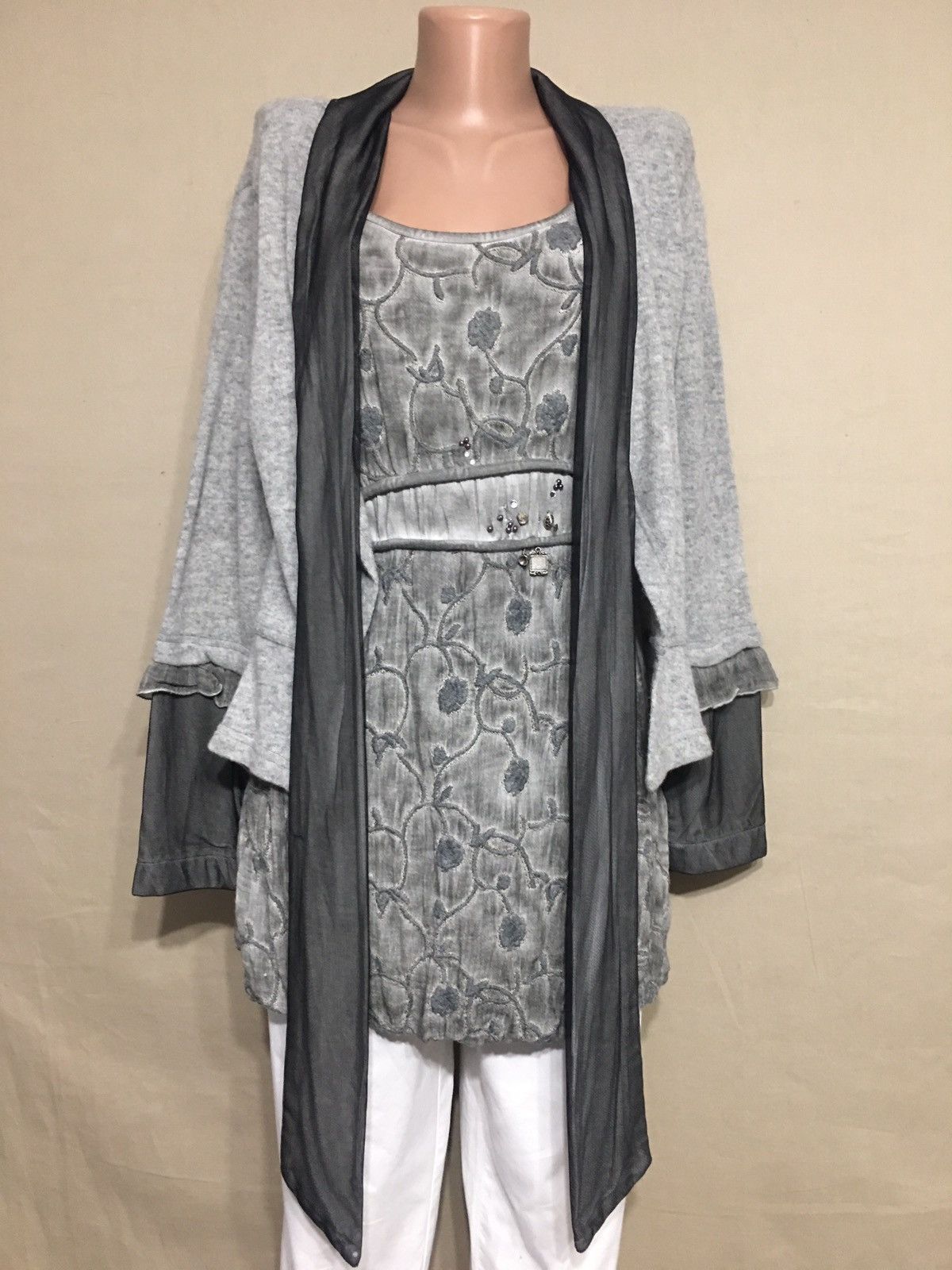 Elisa Cavaletti Elisa Cavaletti Deisgner Grey Long Tunic Blouse Size L Size L / US 10 / IT 46 - 1 Thumbnail
