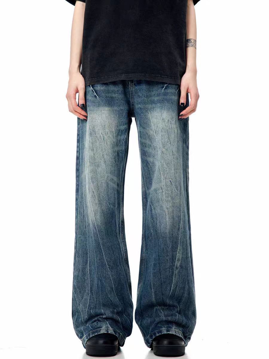 Japanese Brand × Jean Washed street micro flare textured baggy jeans Size US 31 - 3 Thumbnail