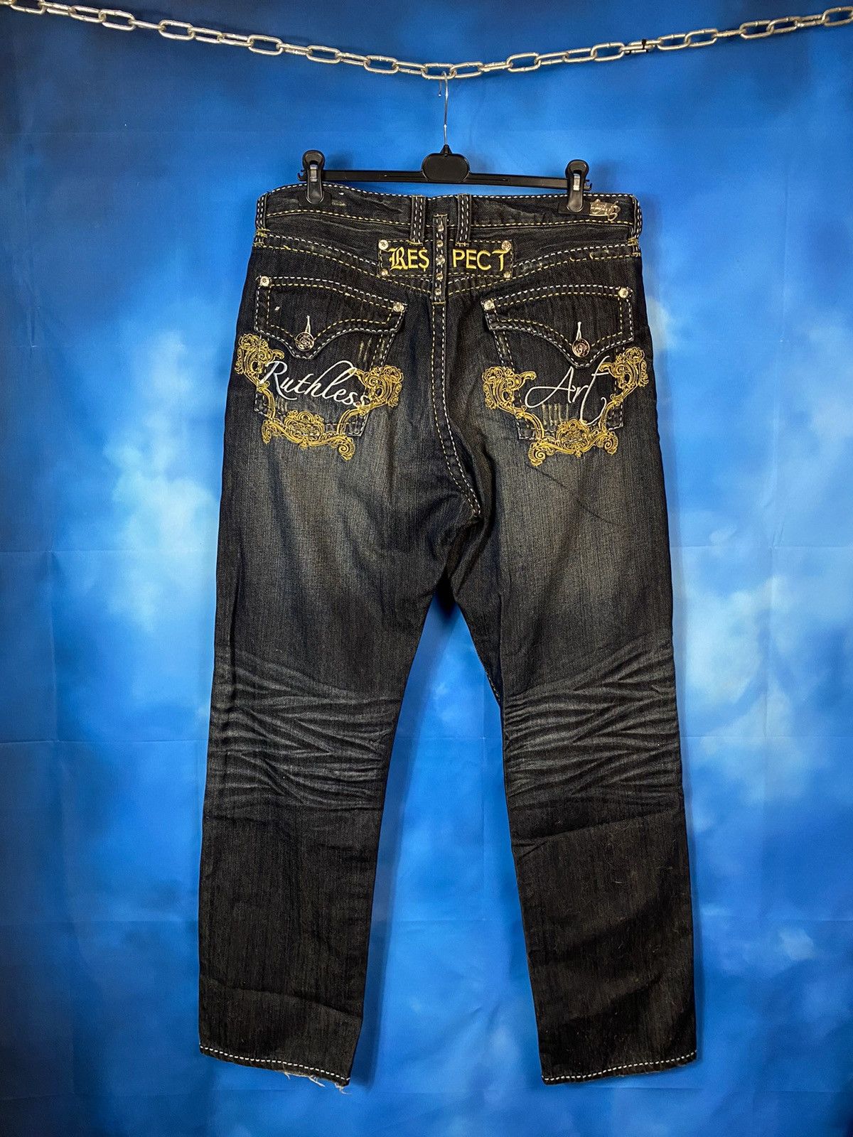 Japanese Brand × Vintage Ruthless Art sk8 rap baggy pants y2k Ed Hardy style Size US 38 / EU 54 - 1 Thumbnail