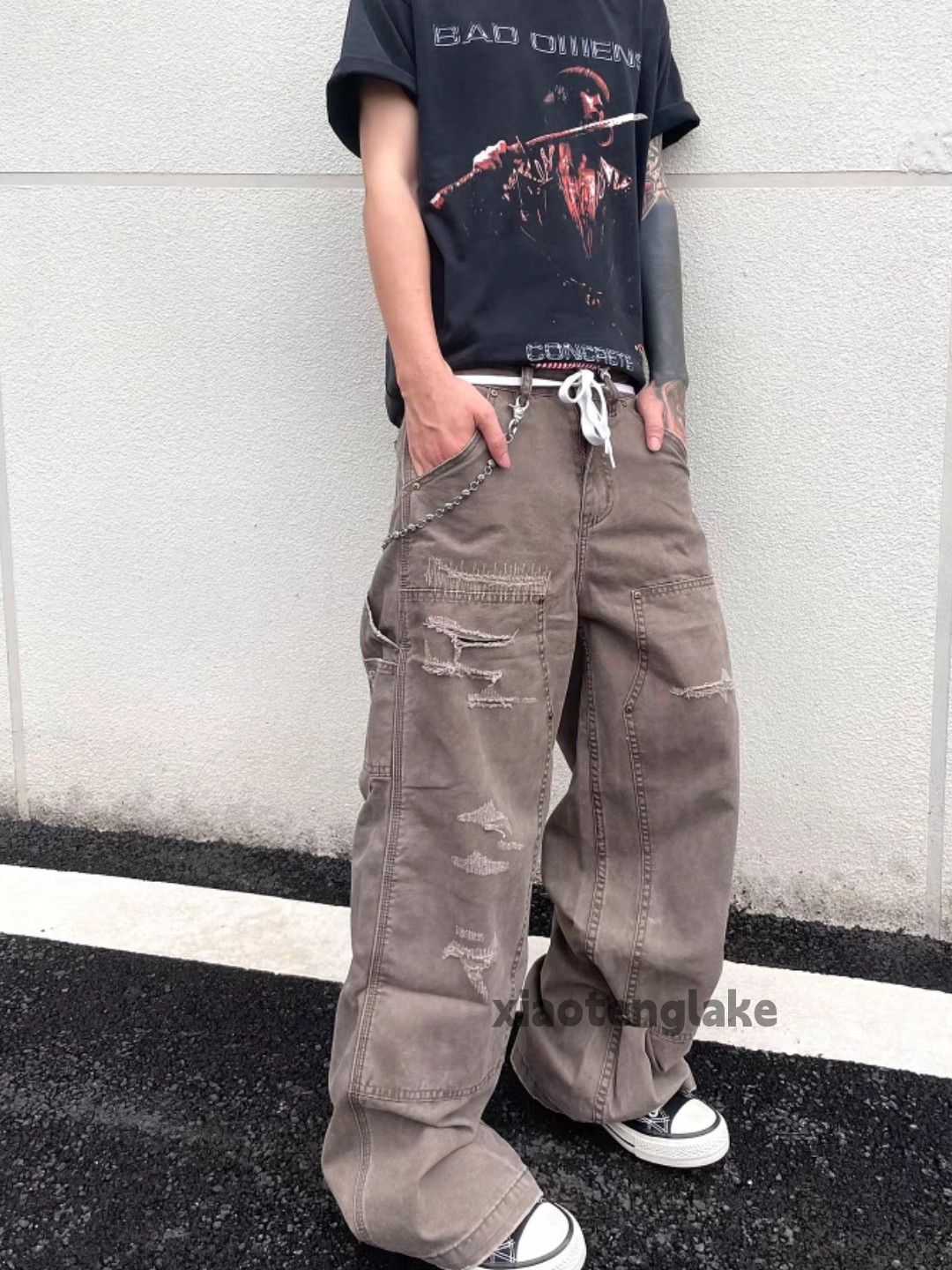 Vintage Unisex outdoor loose baggy skate hiphop Carpenter pants Size US 33 - 3 Thumbnail