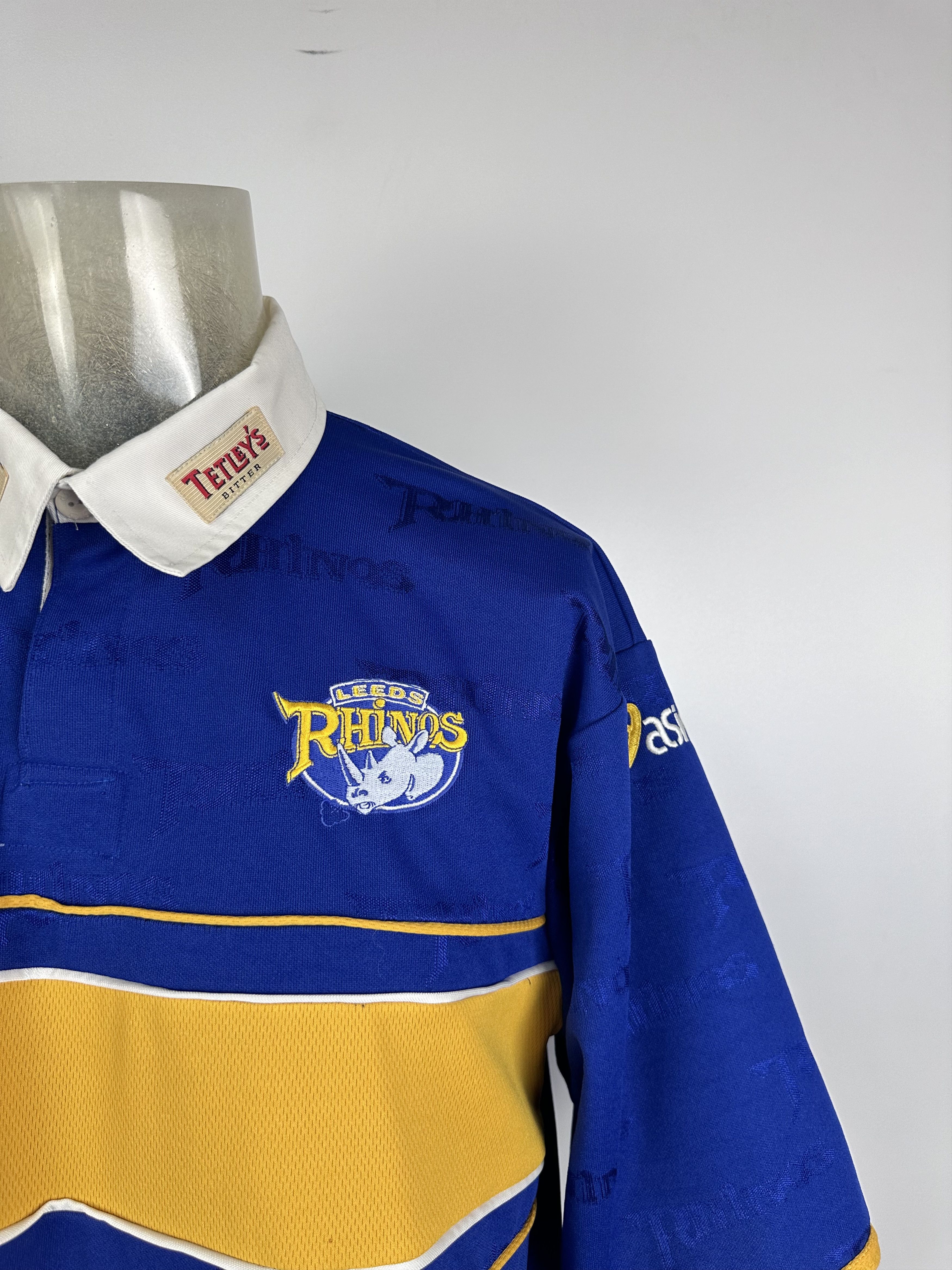 Asics × Vintage Leeds Rhinos 2000 2001 Asics Rugby Home Shirt Jersey Blue Size US L / EU 52-54 / 3 - 2 Thumbnail