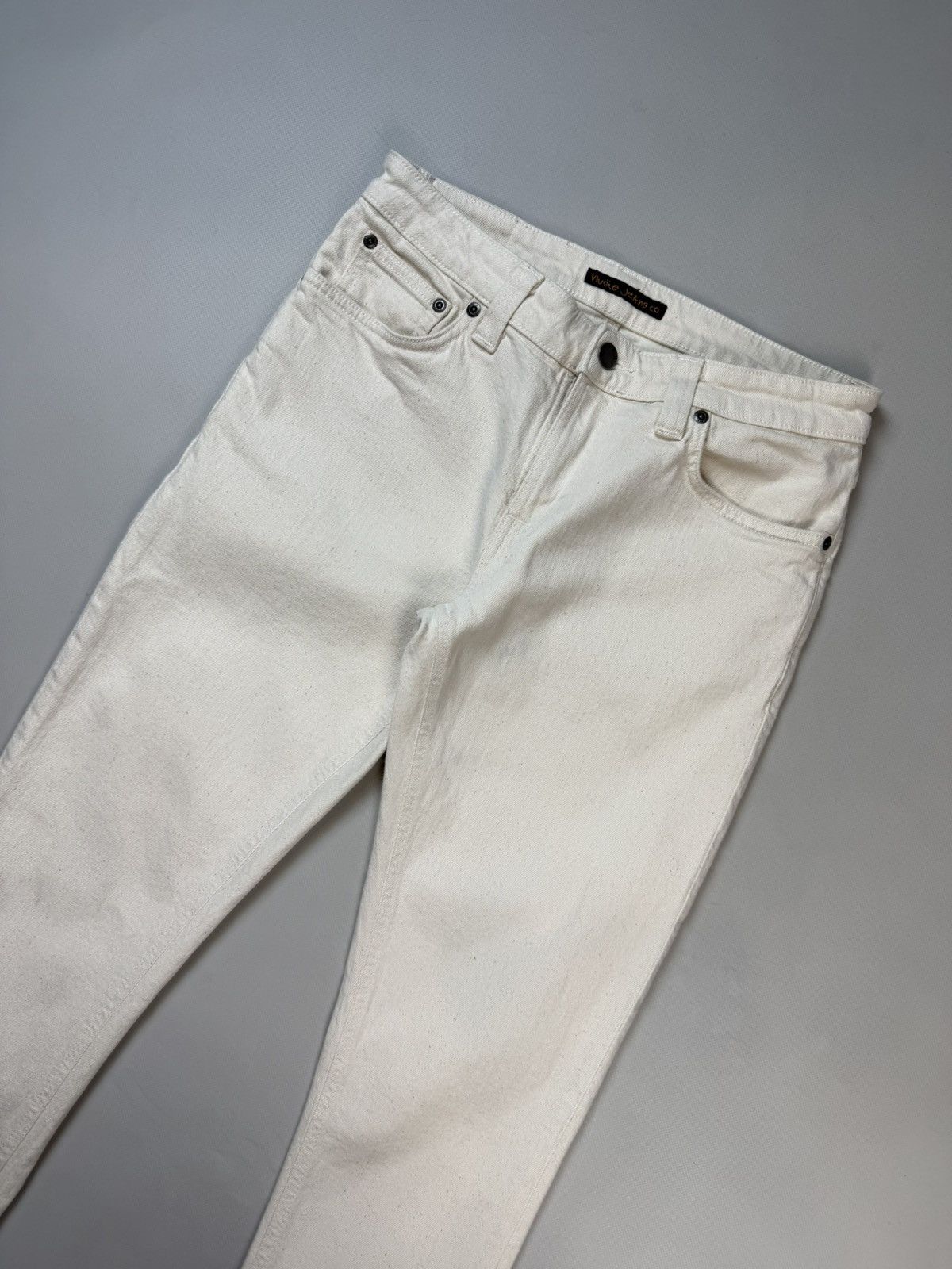 Nudie Jeans Nudie Jeans Co Skinny Lin Ecru Stretch Twill Men’s Jeans Size US 31 - 2 Thumbnail