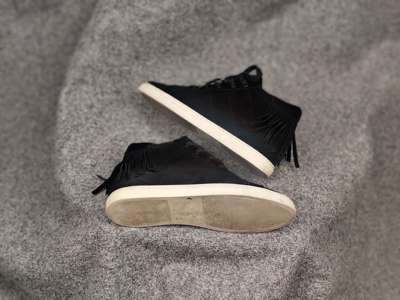 Iro IRO Design suede leather black Lace hi top sneakers Size US 7 / EU 40 - 4 Thumbnail