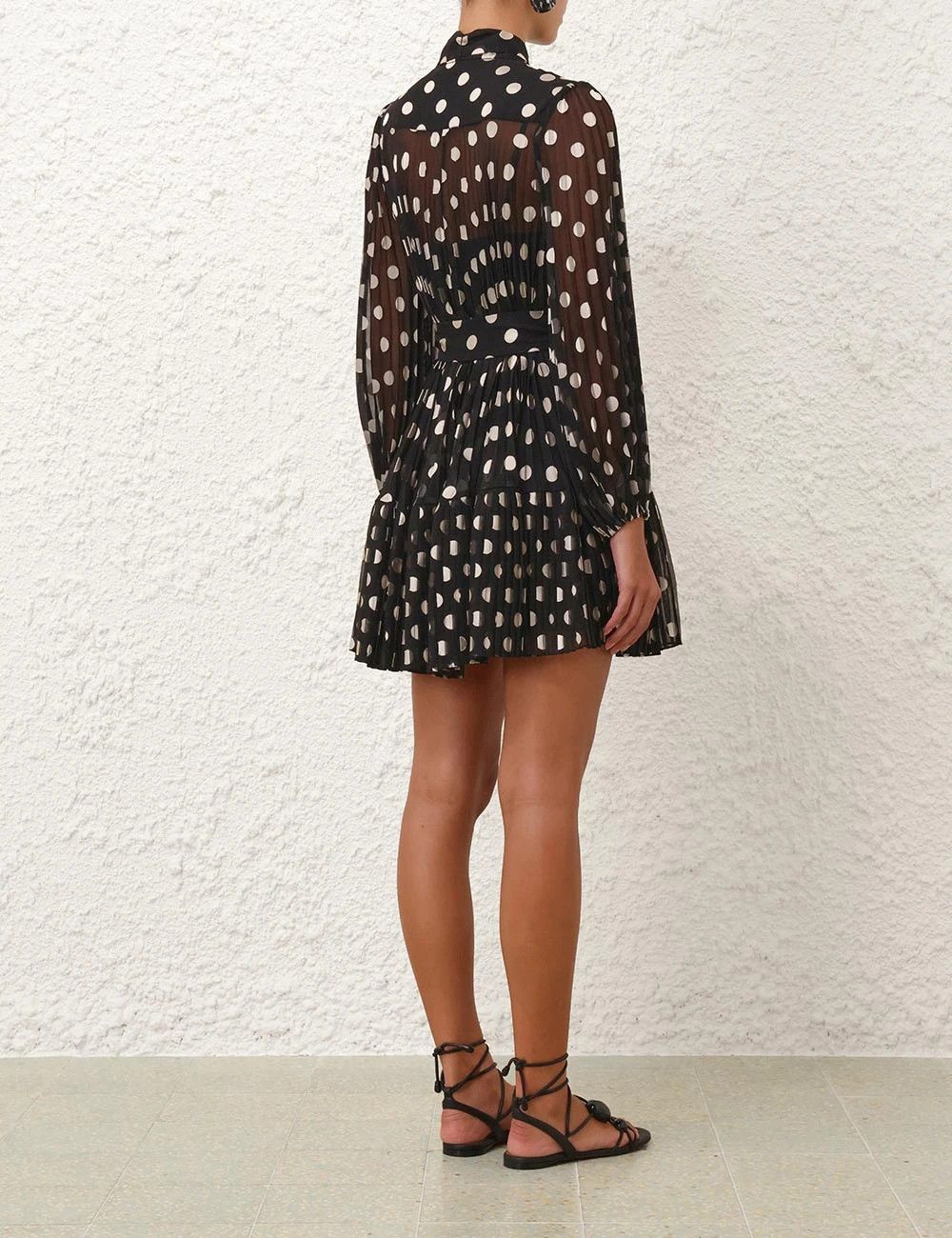 Zimmermann oc11z0226 Pussybow Mini Dress In Black/White Size XS / US 0-2 / IT 36-38 - 4 Thumbnail