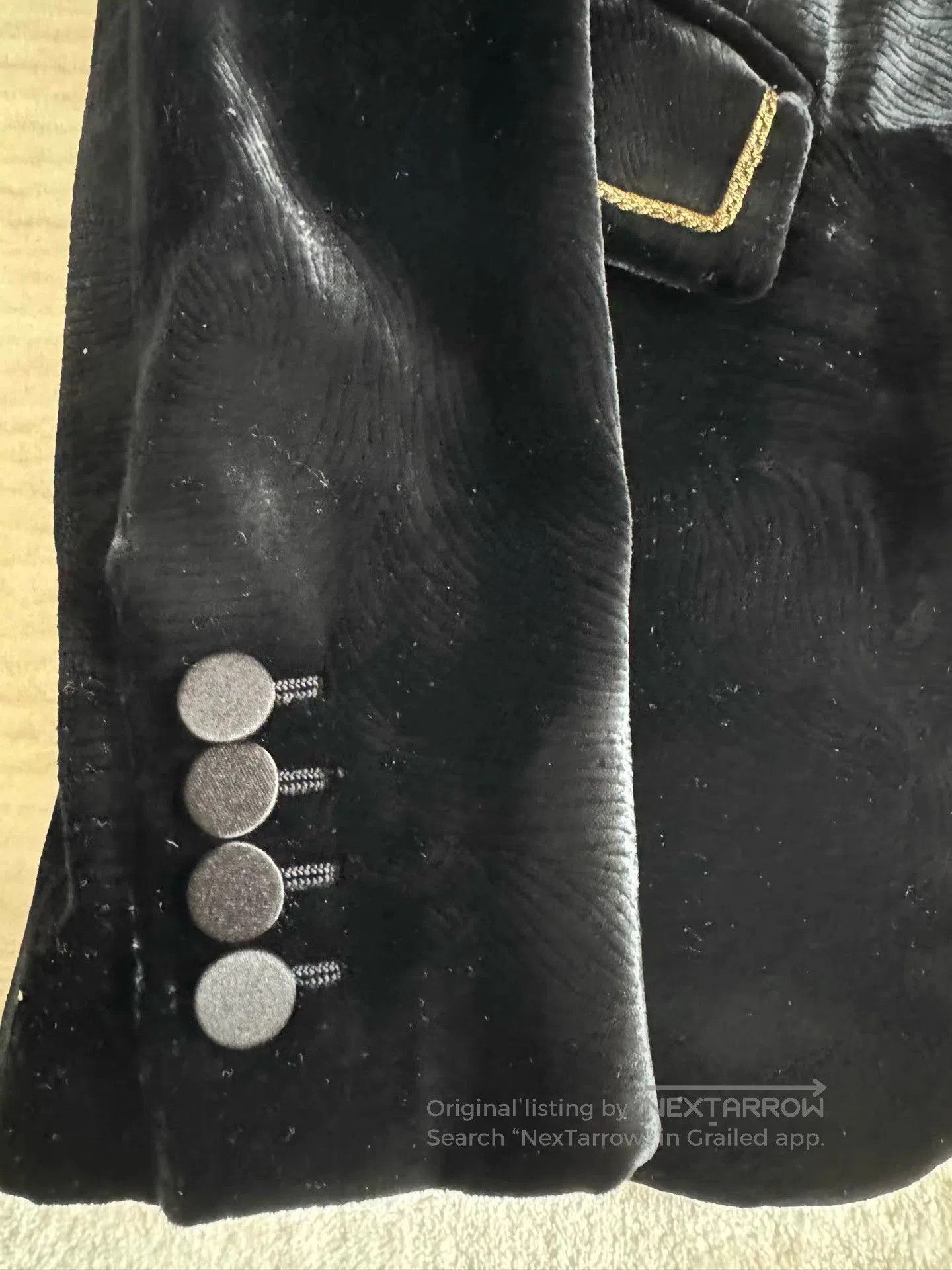 Saint Laurent Paris Black Velvet Blazer with Gold Trim. Size US M / EU 48-50 / 2 - 5 Thumbnail