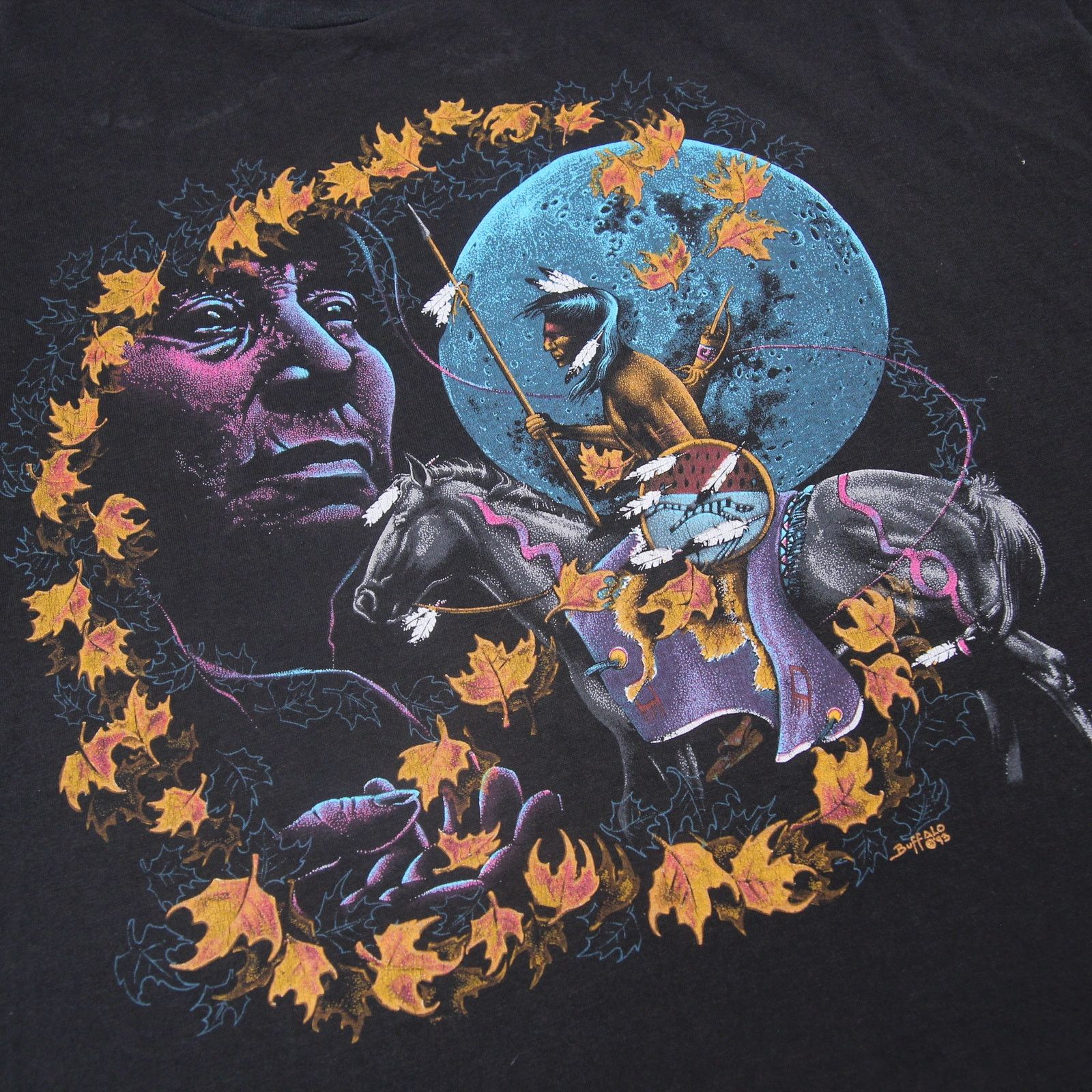 Fruit Of The Loom × Vintage Vintage 1993 Buffalo Native American Scene Graphic T Shirt Size US XXL / EU 58 / 5 - 3 Thumbnail